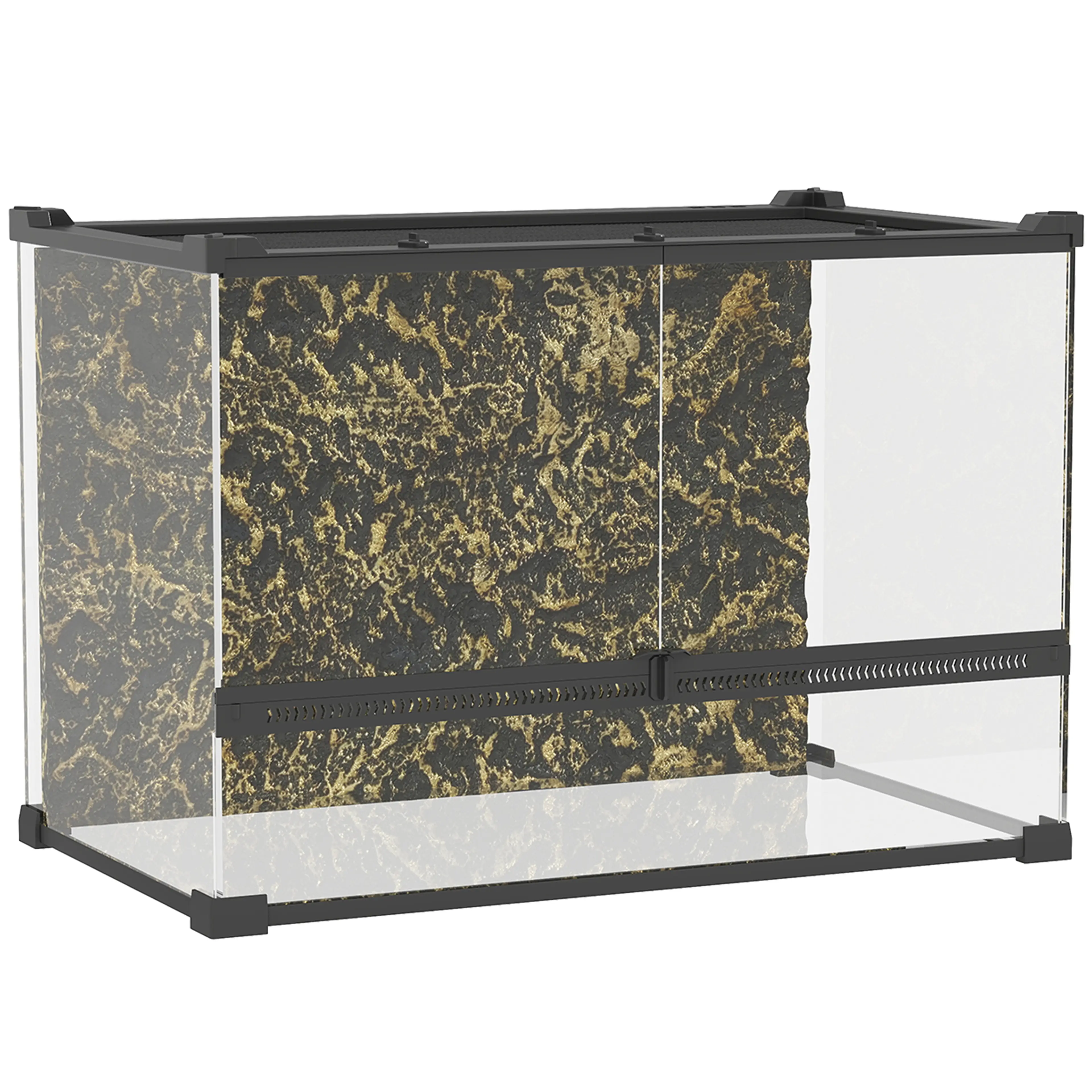 Glasterrarium 50 × 30 × 35 cm med strukturerad bakvägg, 48 liter