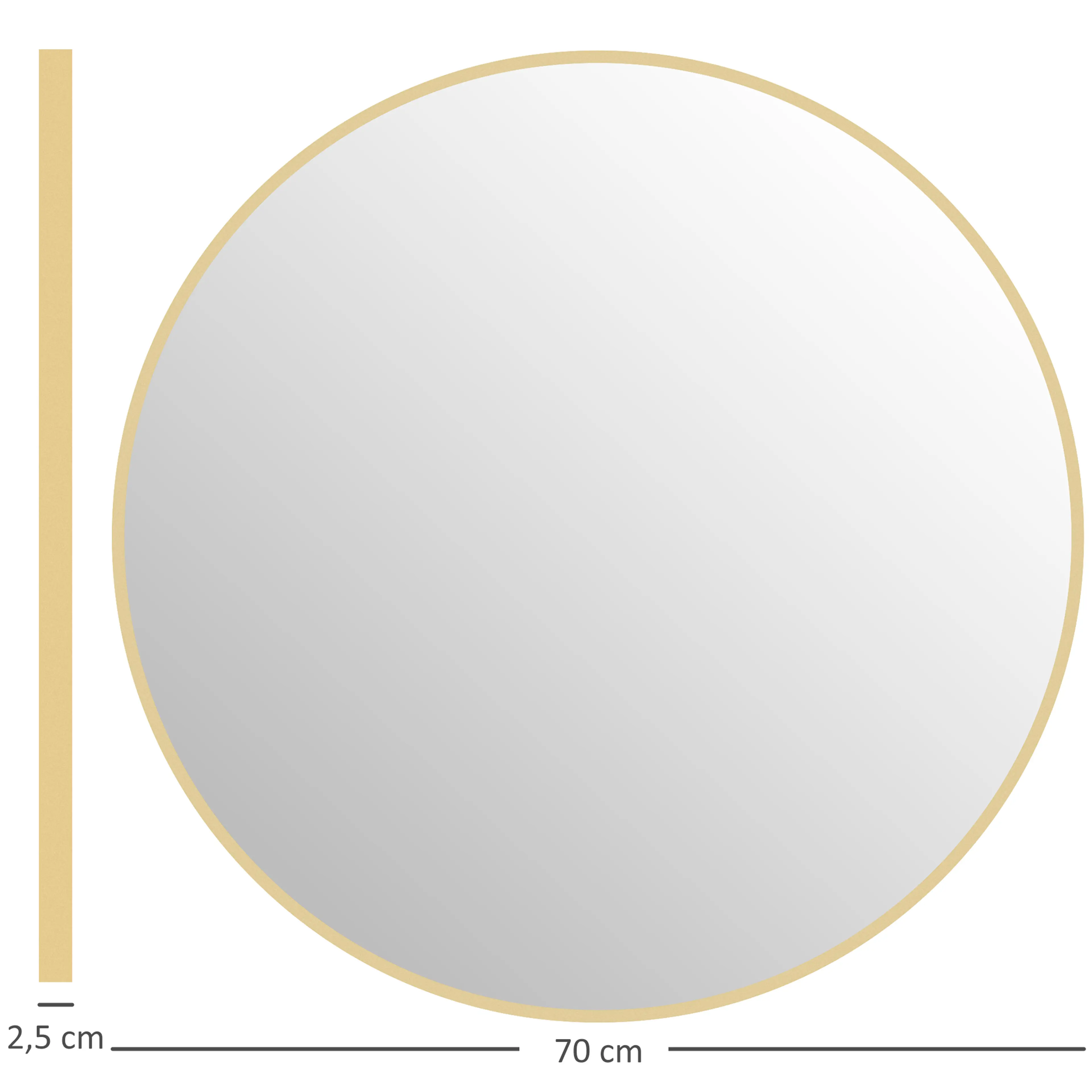 Måttbild: spegelns diameter och tjocklek