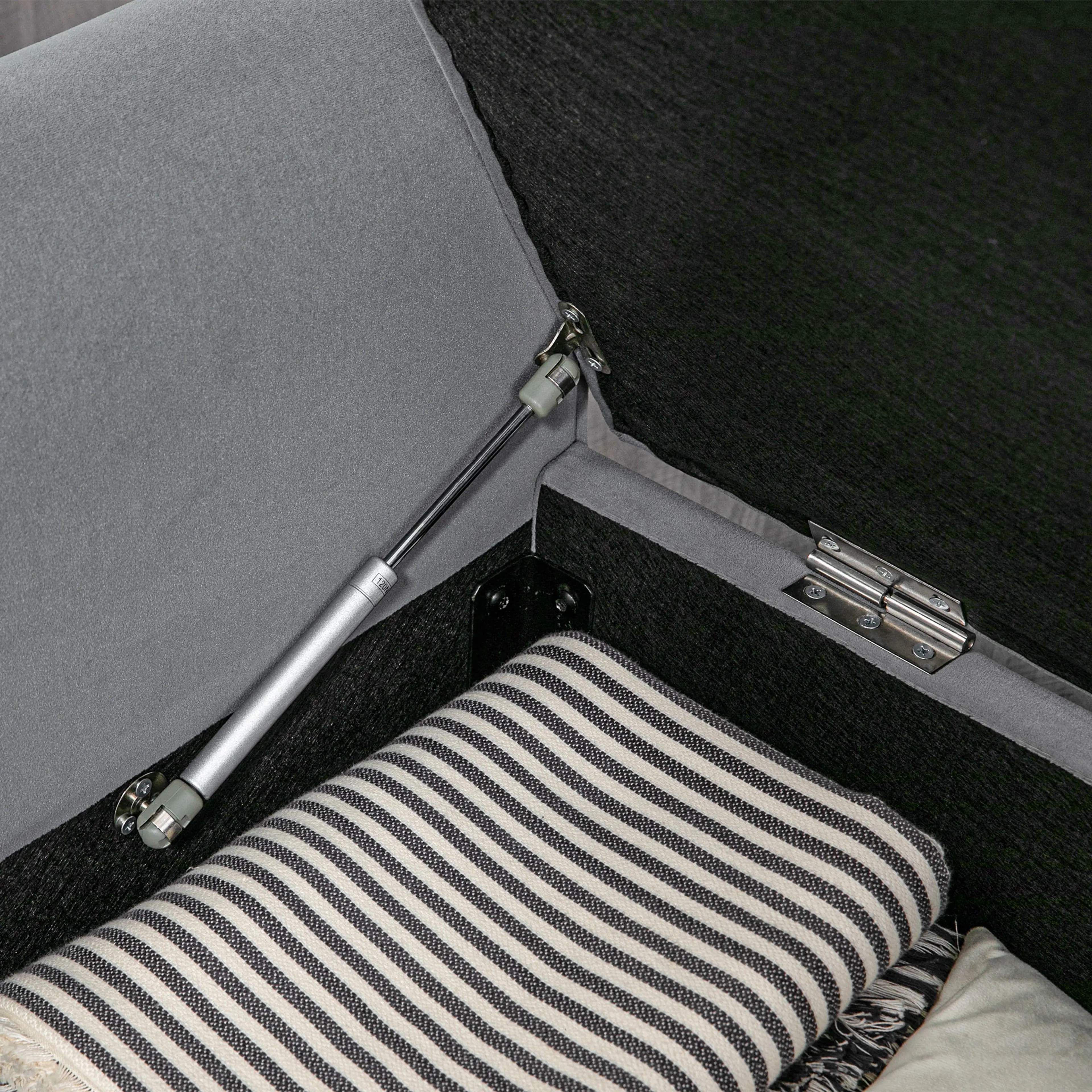 Sängbänk 126 cm med förvaring, grå – bild 5