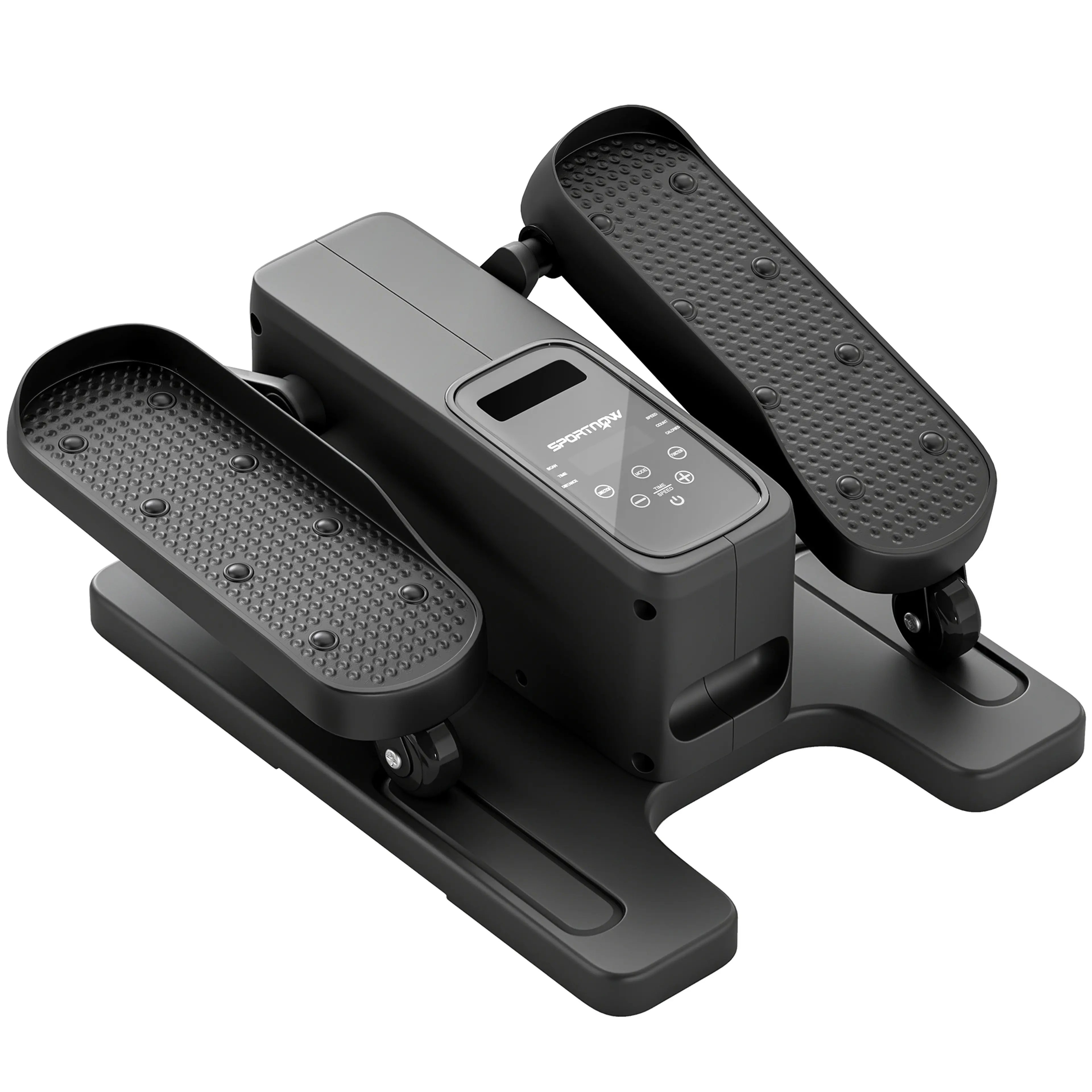 Minicrosstrainer i svart med LED-panel mellan pedalerna