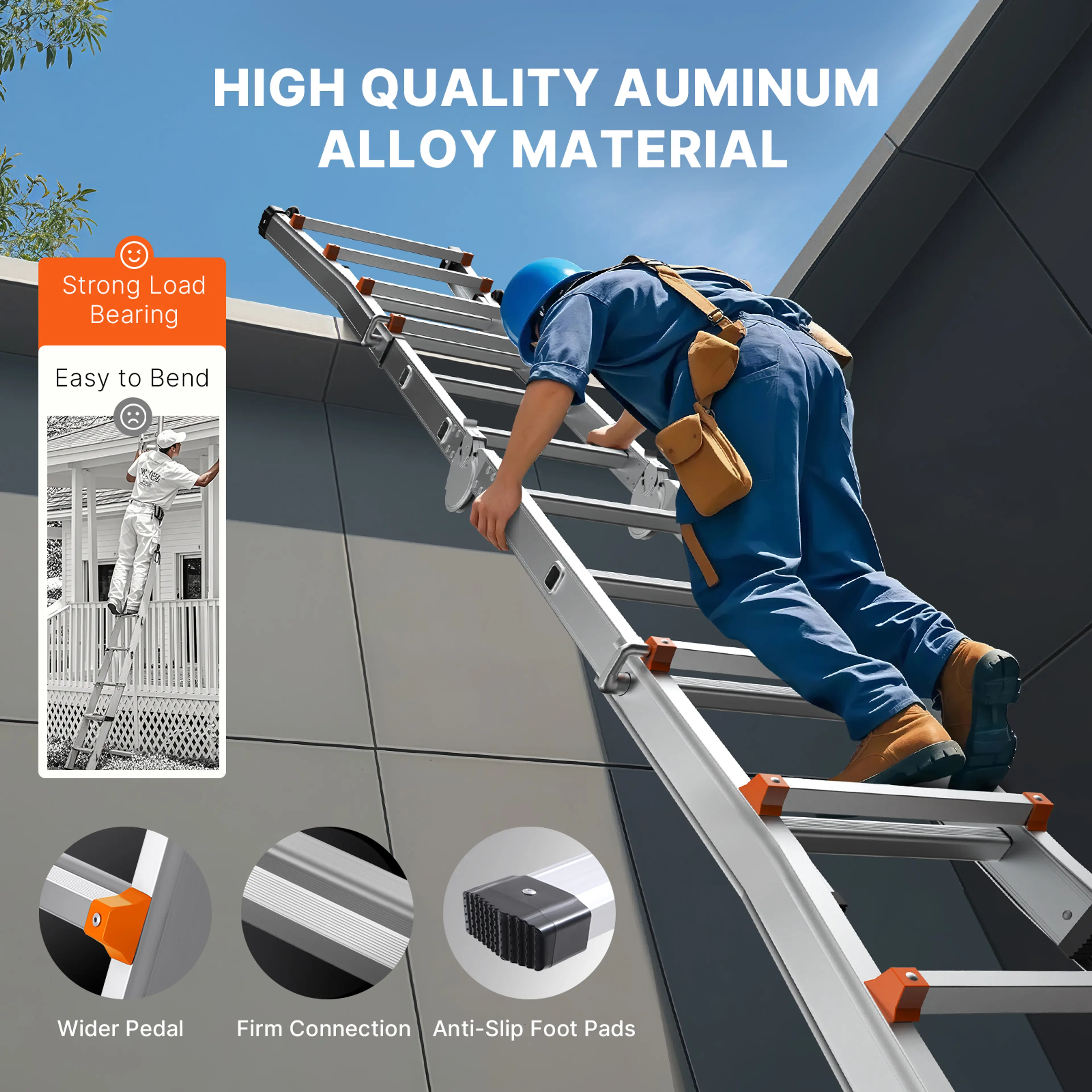 Teleskopstege aluminium 3,3 m – multifunktion A-stege med 3 vinklar