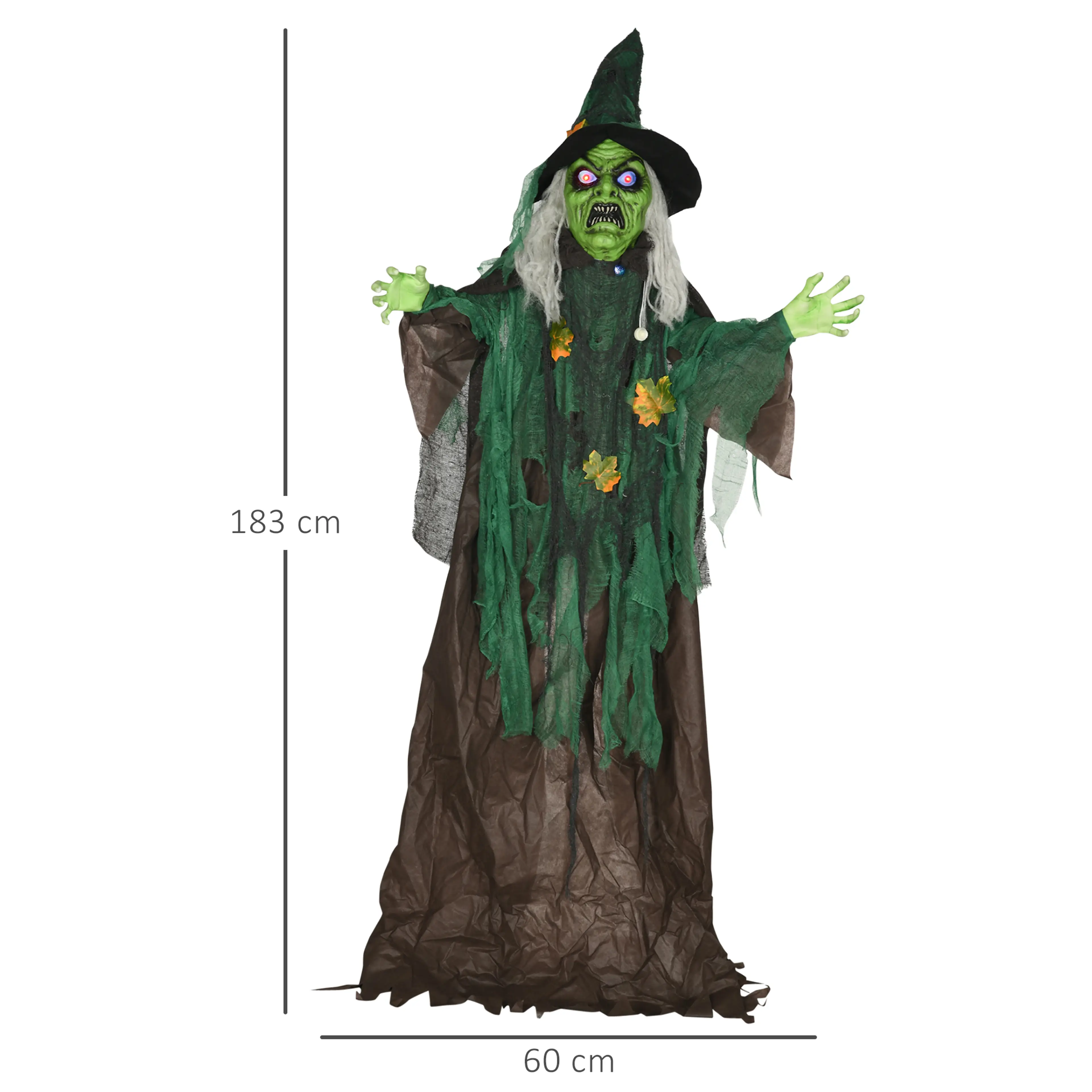 Måttskiss: 183 cm hög och 60 cm bred