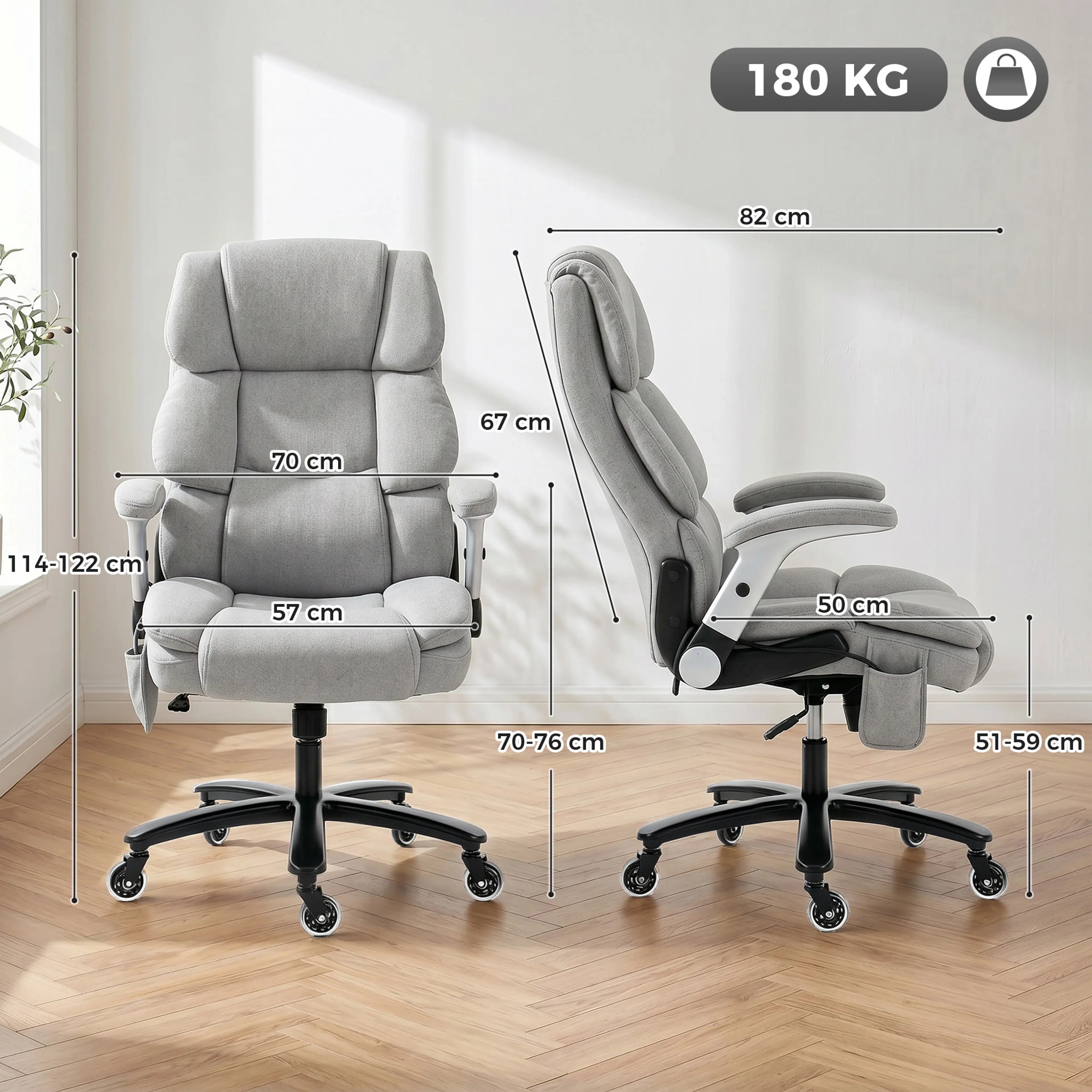 Kontorsstol med uppblåsbart svankstöd – bär 180 kg, fickfjädrar i sitsen – bild 4