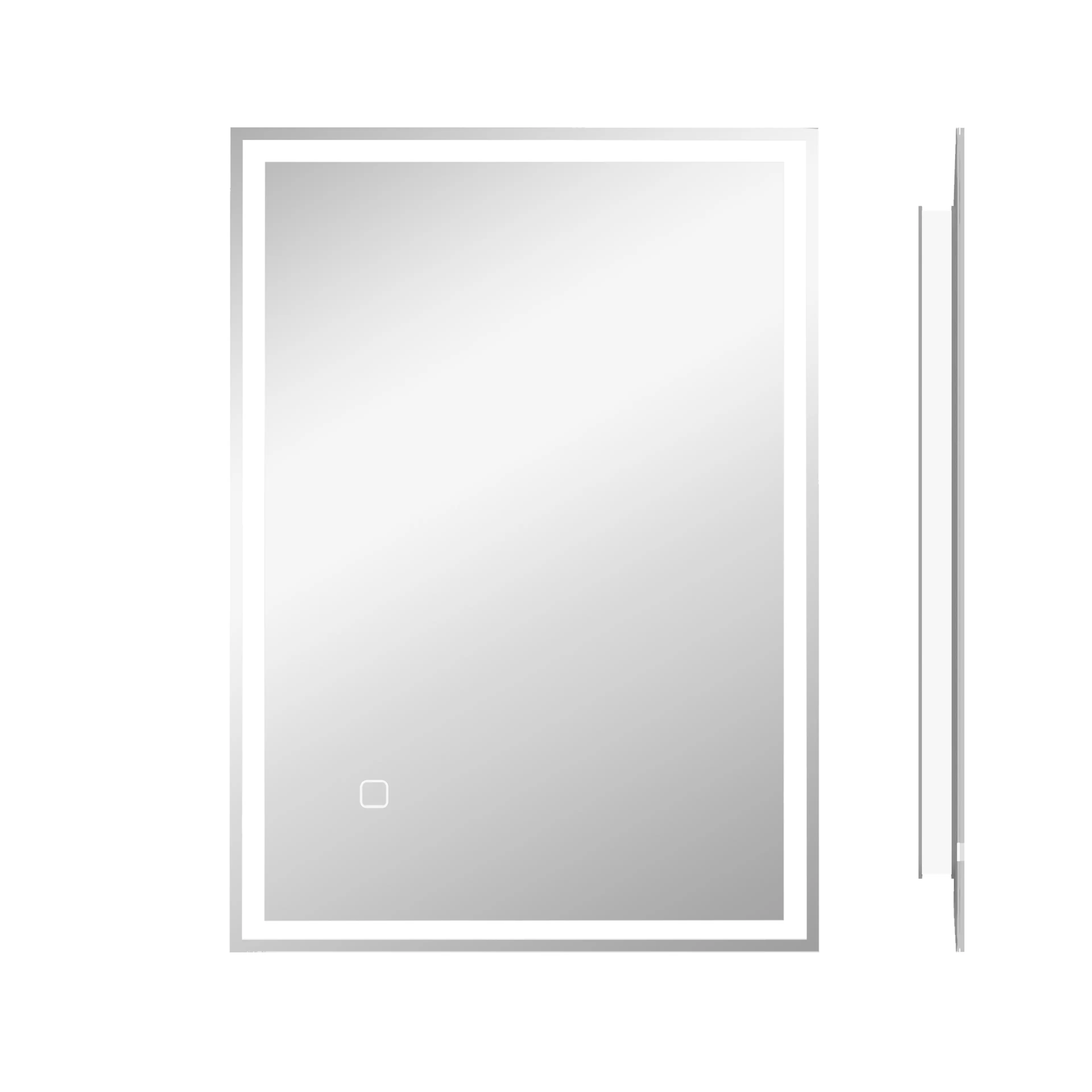 LED-spegel för badrum 50 × 70 cm – raka hörn, touchknapp och IP44