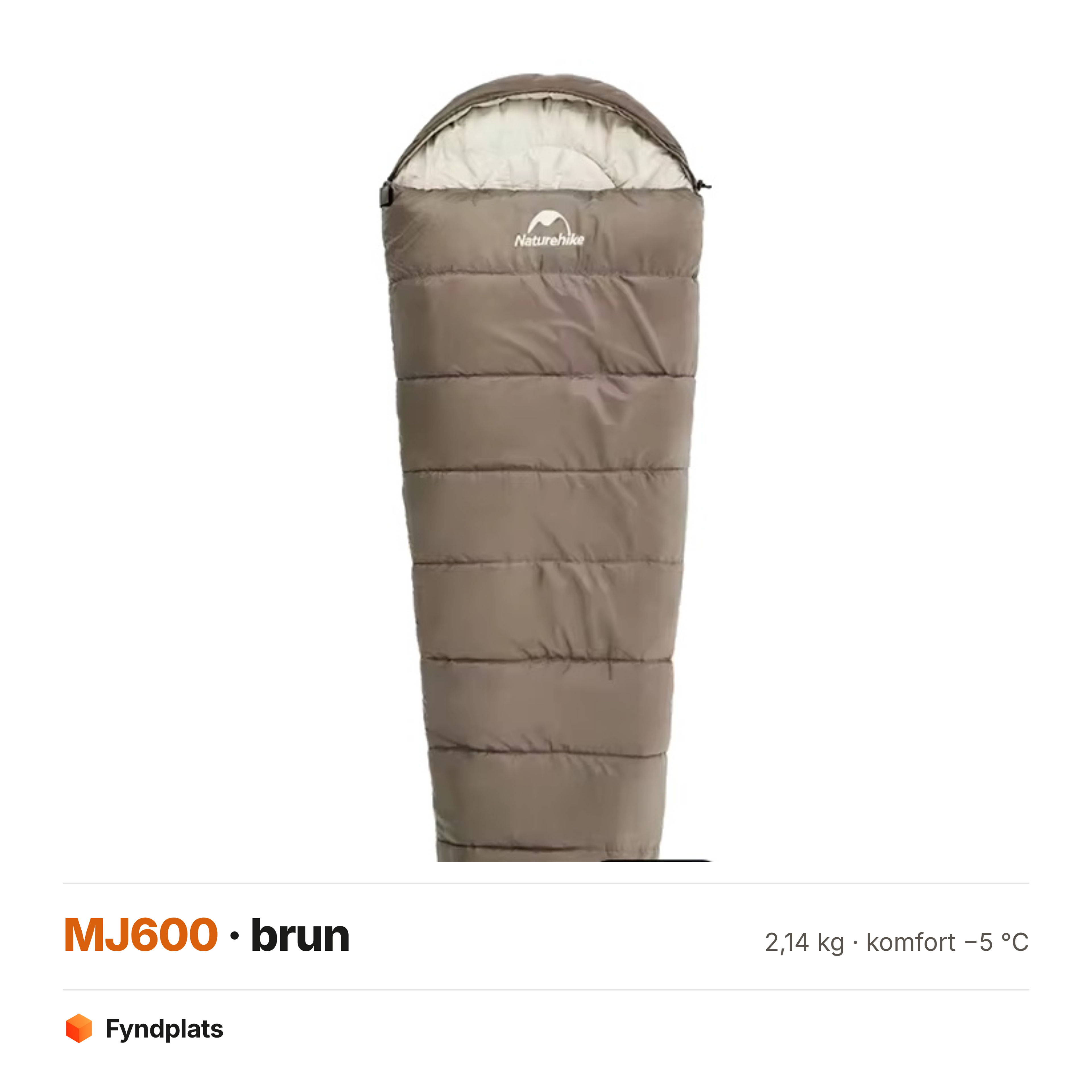 Mujin MJ600 i brunt – 2,14 kg och komfort −5 °C