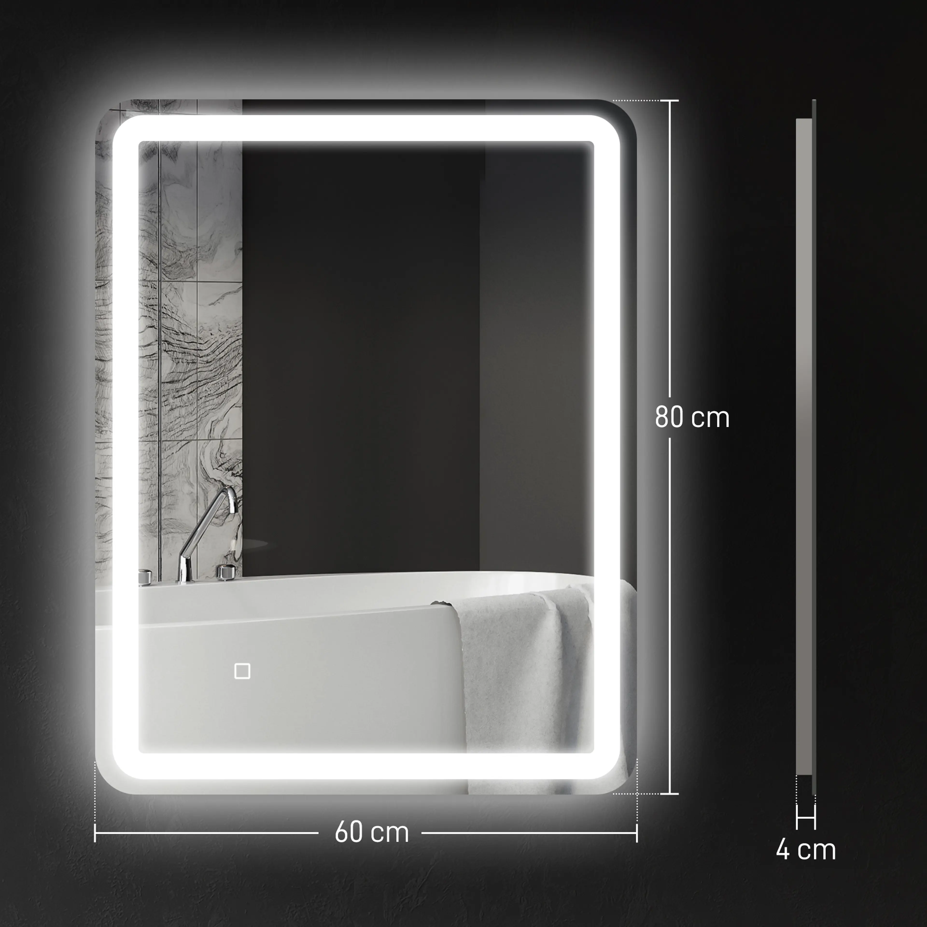 Badrumsspegel LED 60 × 80 cm, stående – bild 5