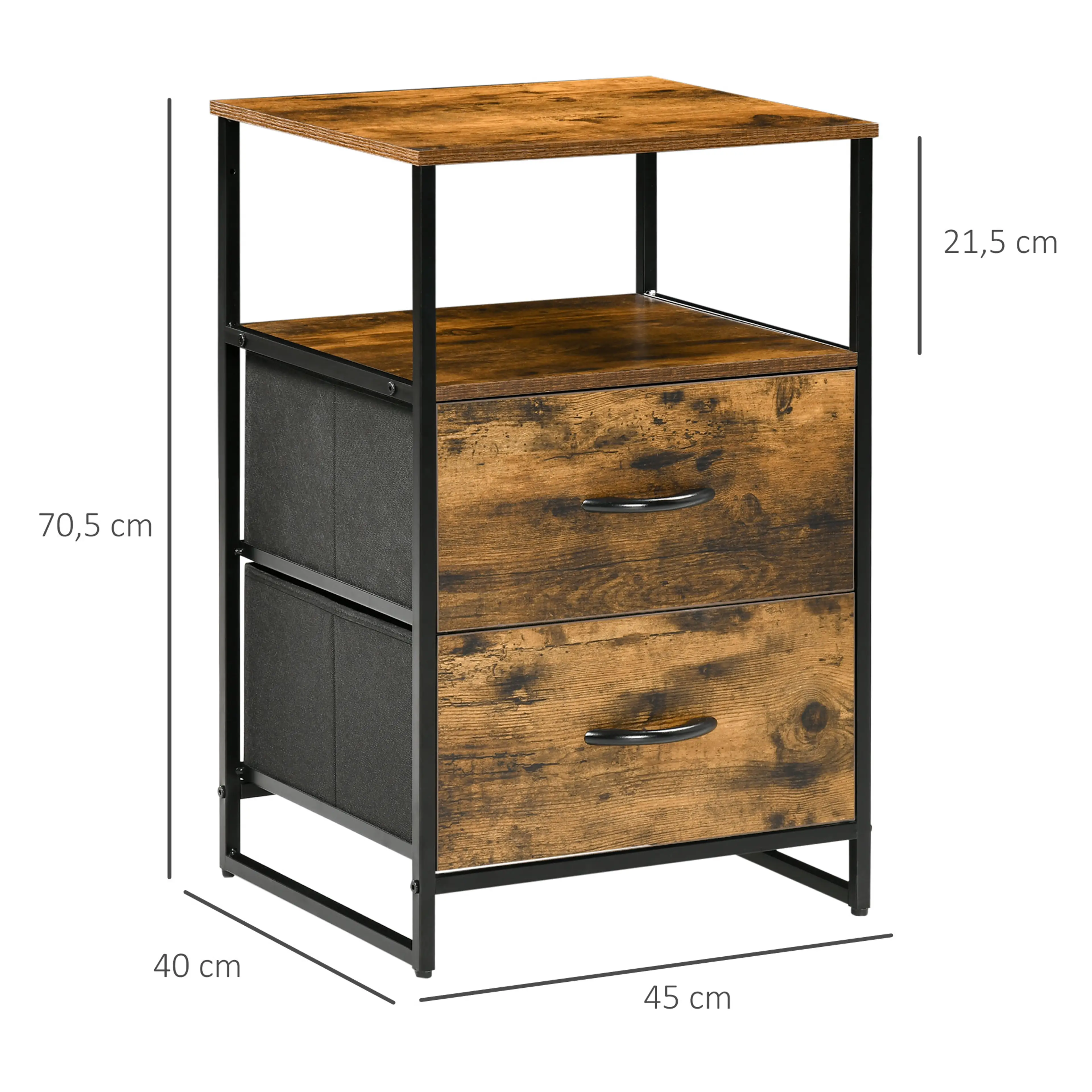 Måttbild: skåpet är 45 cm brett, 40 cm djupt och 70,5 cm högt
