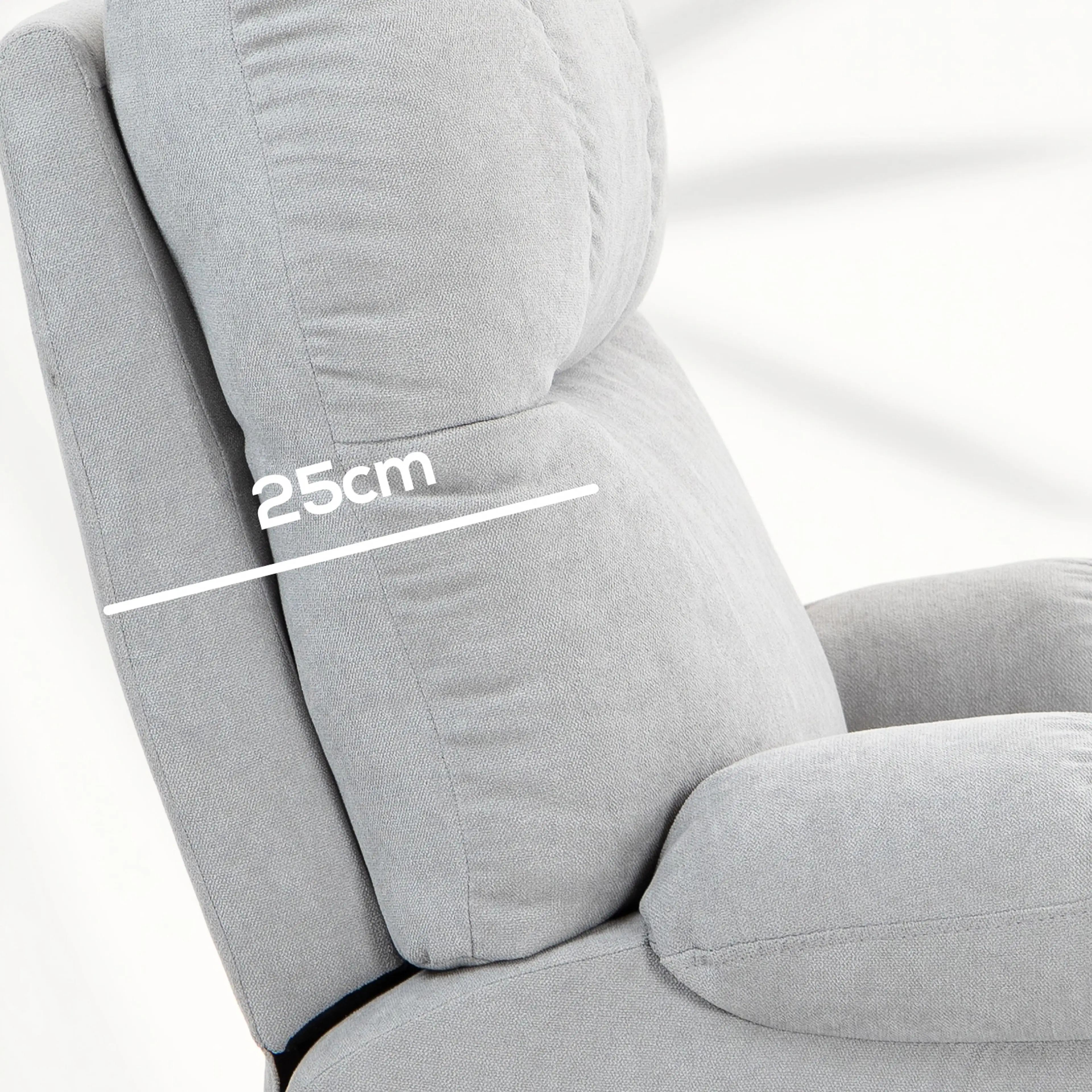 Uppresningsfåtölj ljusgrå med mugghållare – massage, ländvärme och 60 cm sits – bild 6