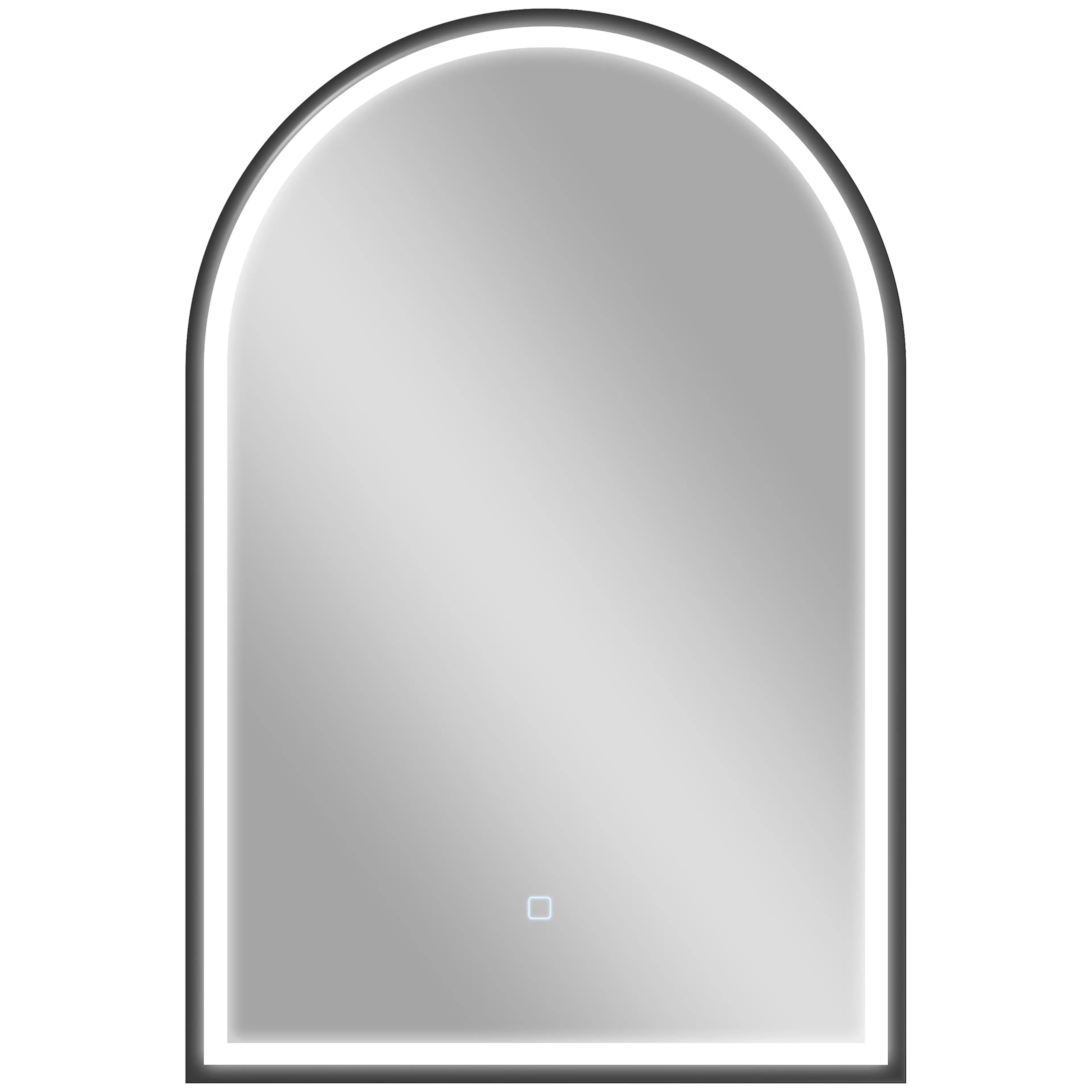 Bågformad badrumsspegel LED 60 × 90 cm, svart