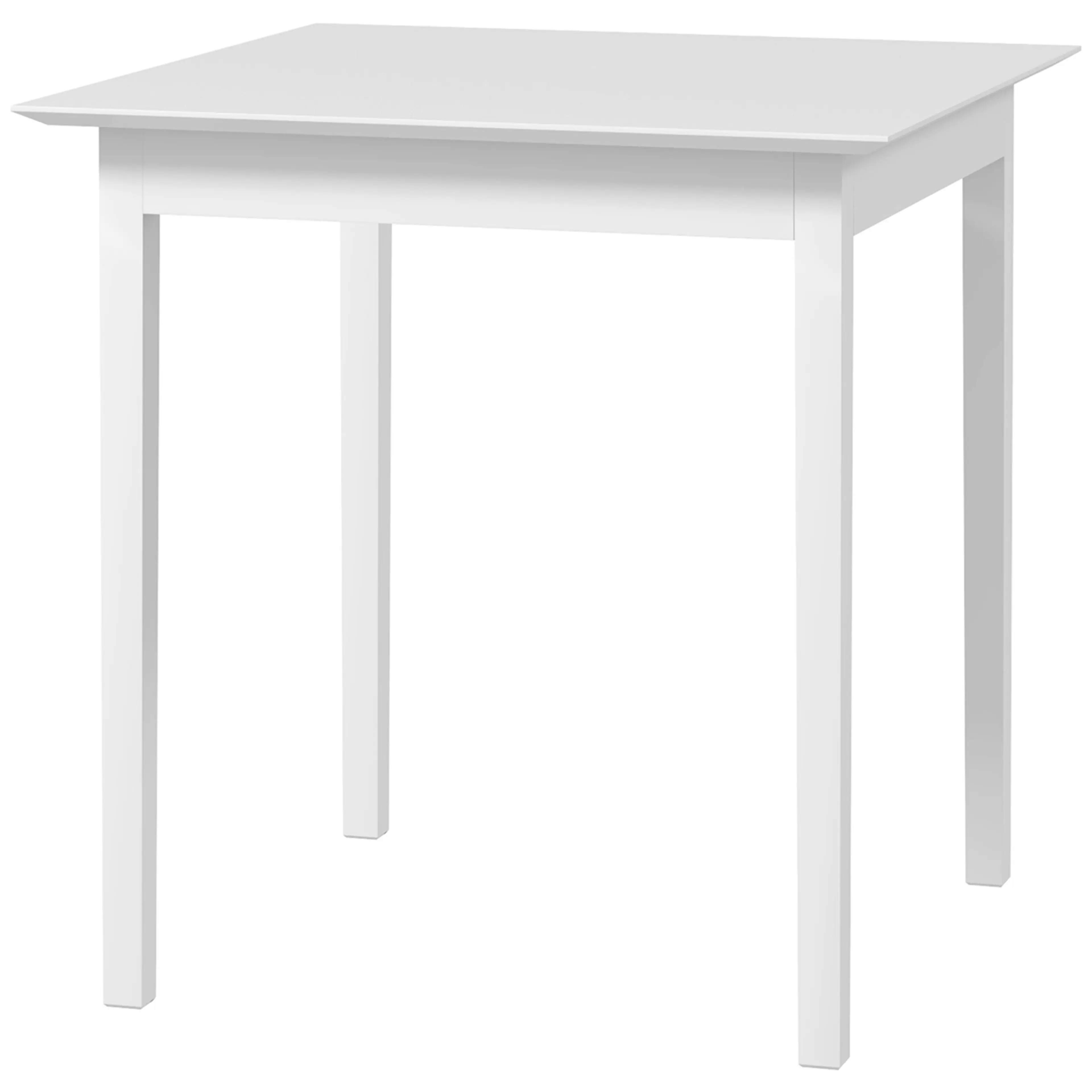 Kvadratiskt matbord i vitlackerad furu, 75 × 75 cm, på vit bakgrund