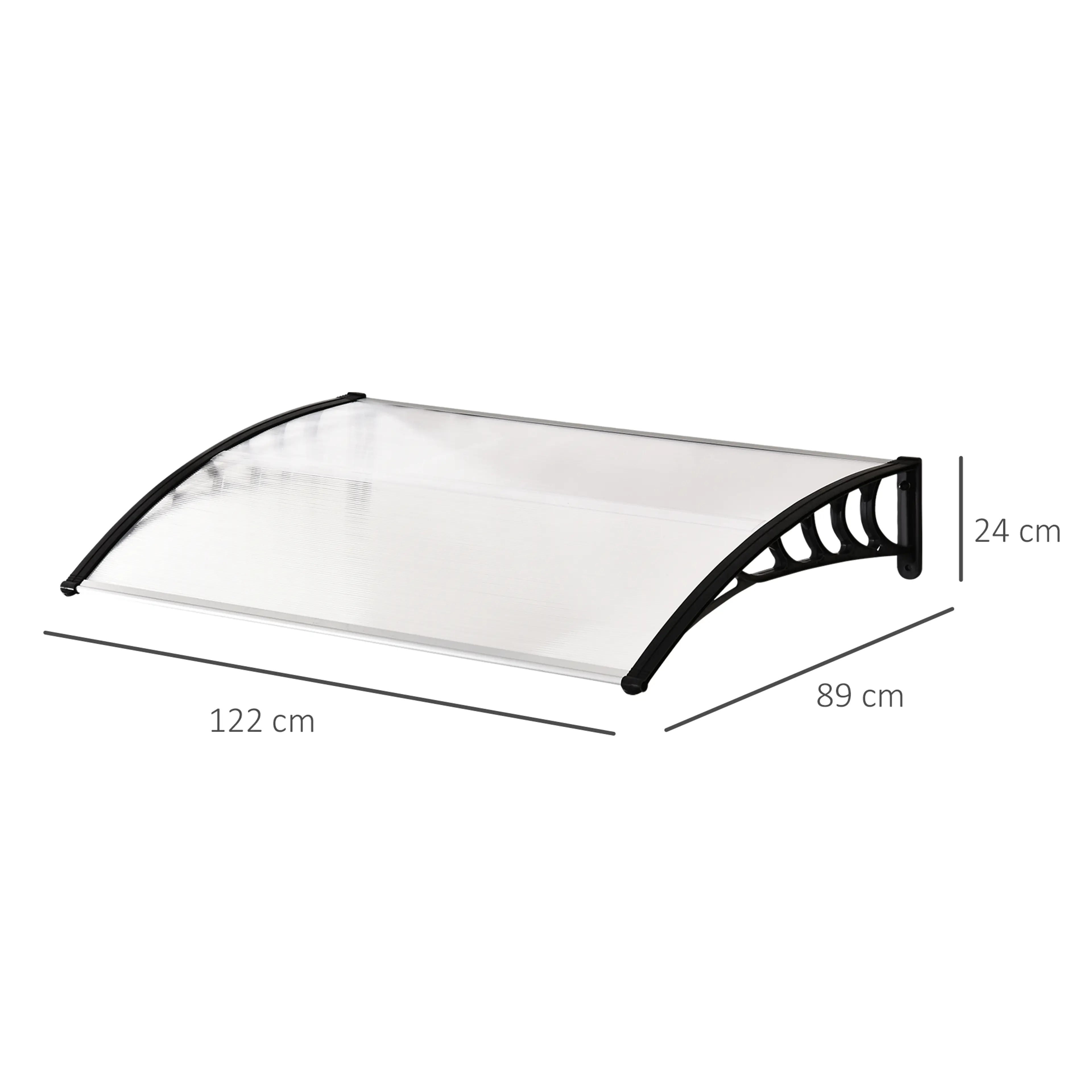 Måttskiss på entrétaket: 122 cm brett, 89 cm djupt och 24 cm högt
