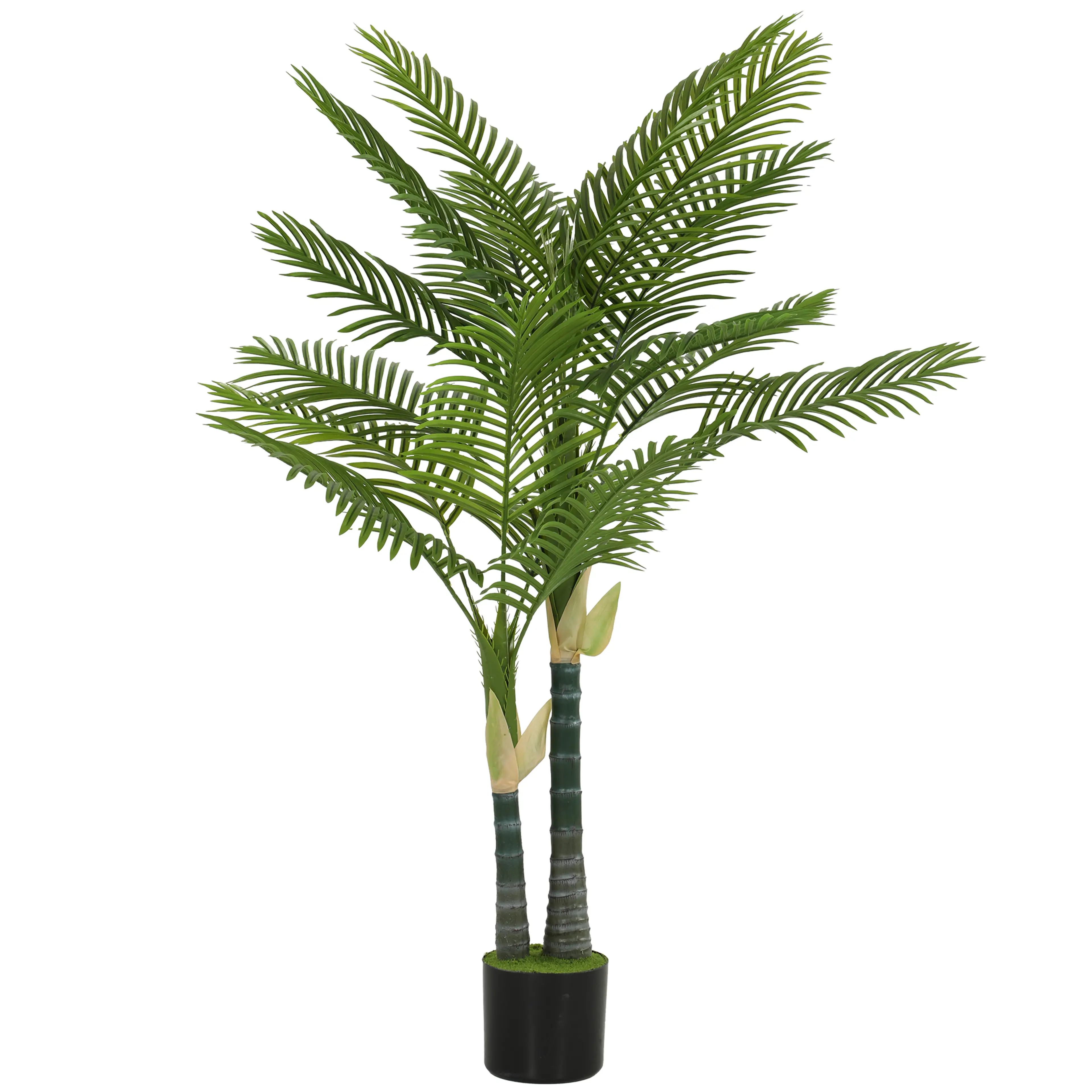 Konstgjord palm 150 cm med 16 blad – cementfylld kruka