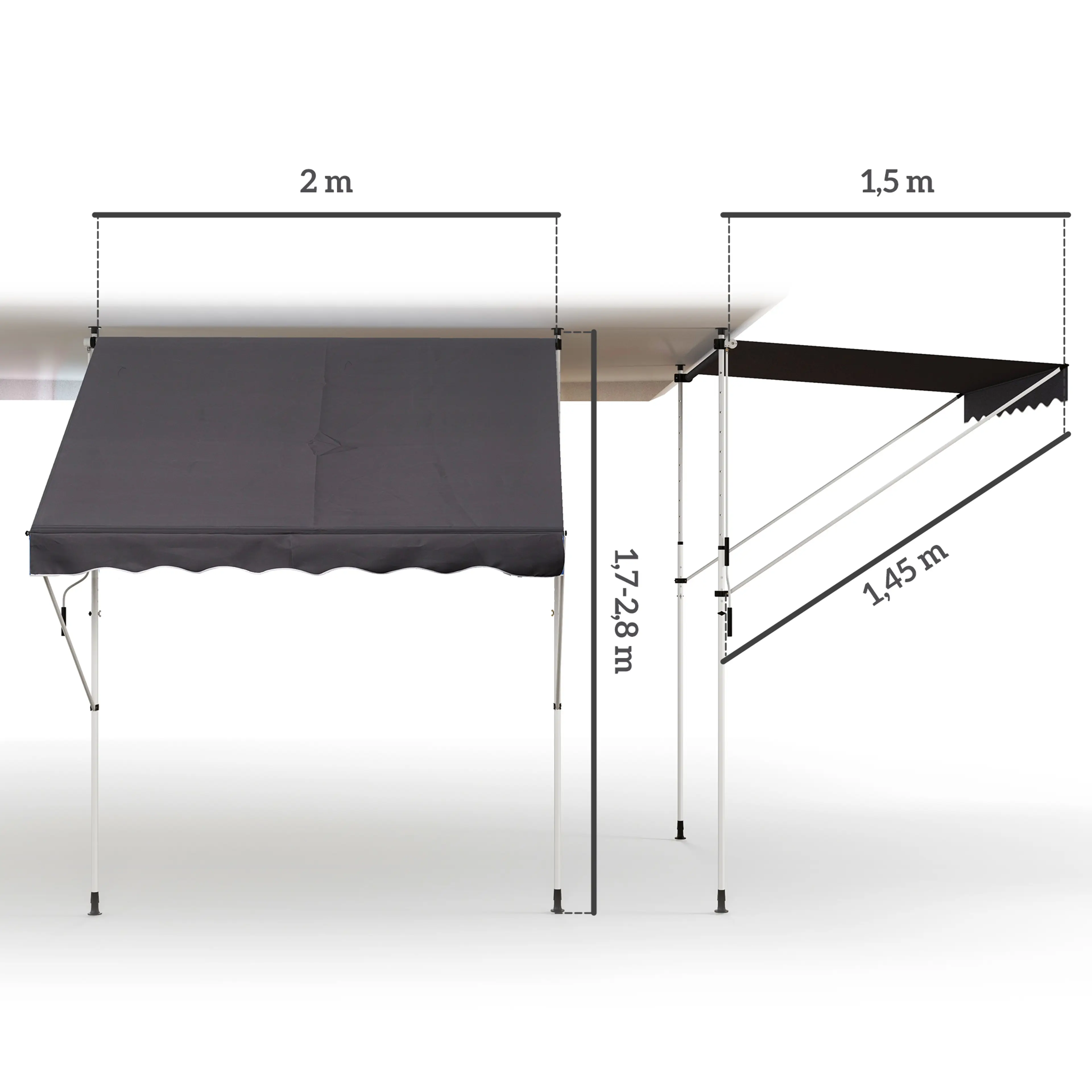 Markis med Vev 200x150 cm – Fristående Infällbar Markis för Balkong & Terrass