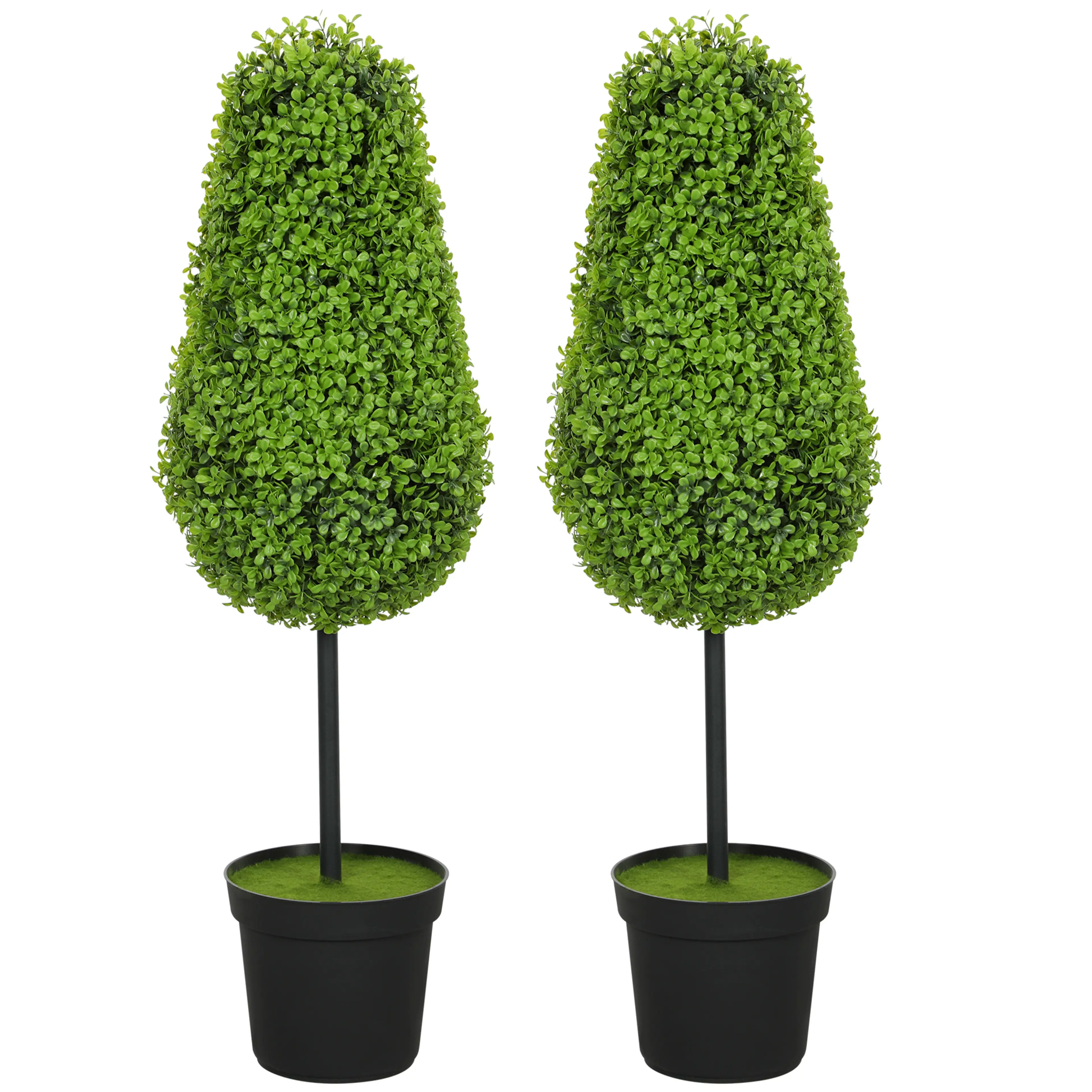 Konstgjorda buxbomsträd 2-pack 90 cm – droppform, 306 blad
