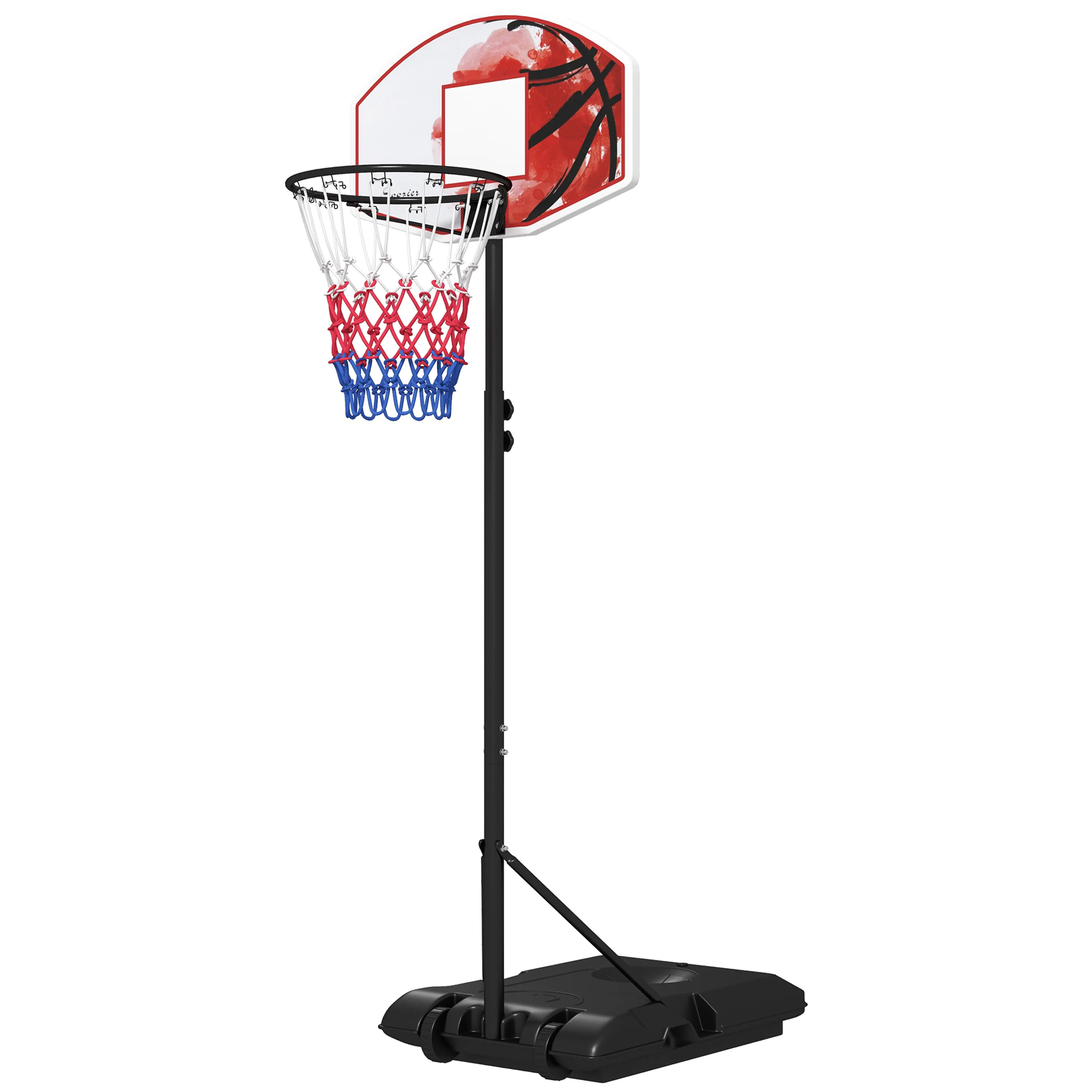 Basketkorg på hjul – höjdjusterbar 216–246 cm, fylls med vatten eller sand