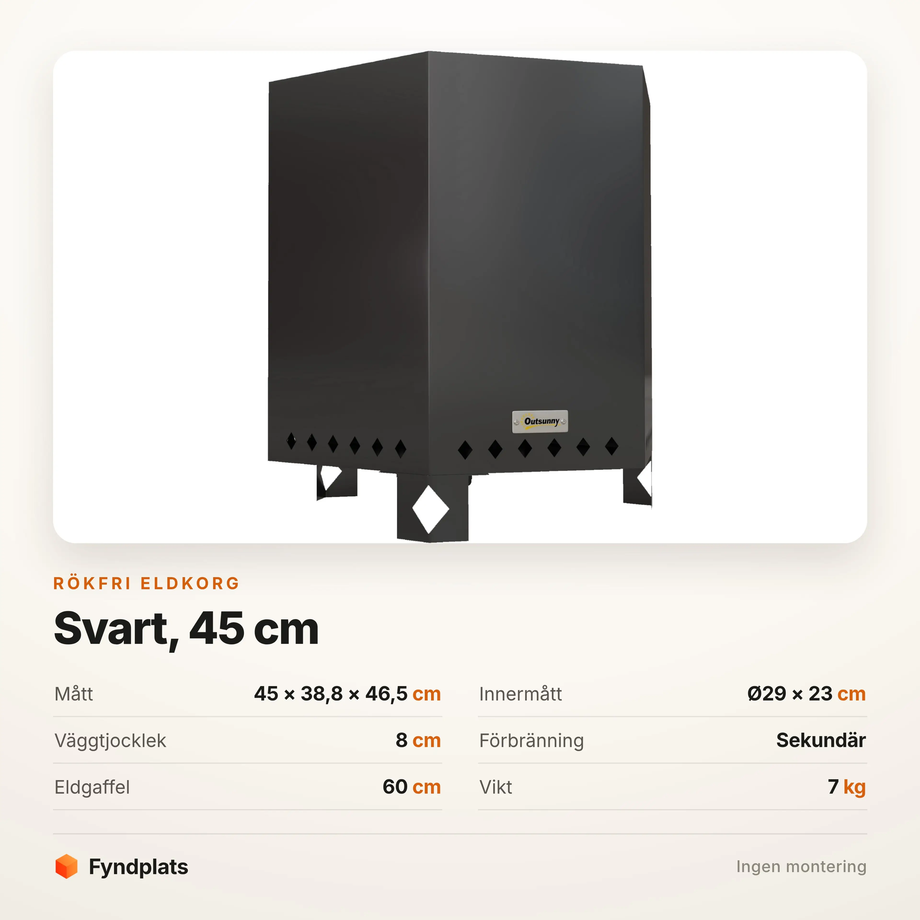 Specifikation: 45 × 38,8 × 46,5 cm, 8 cm dubbelvägg