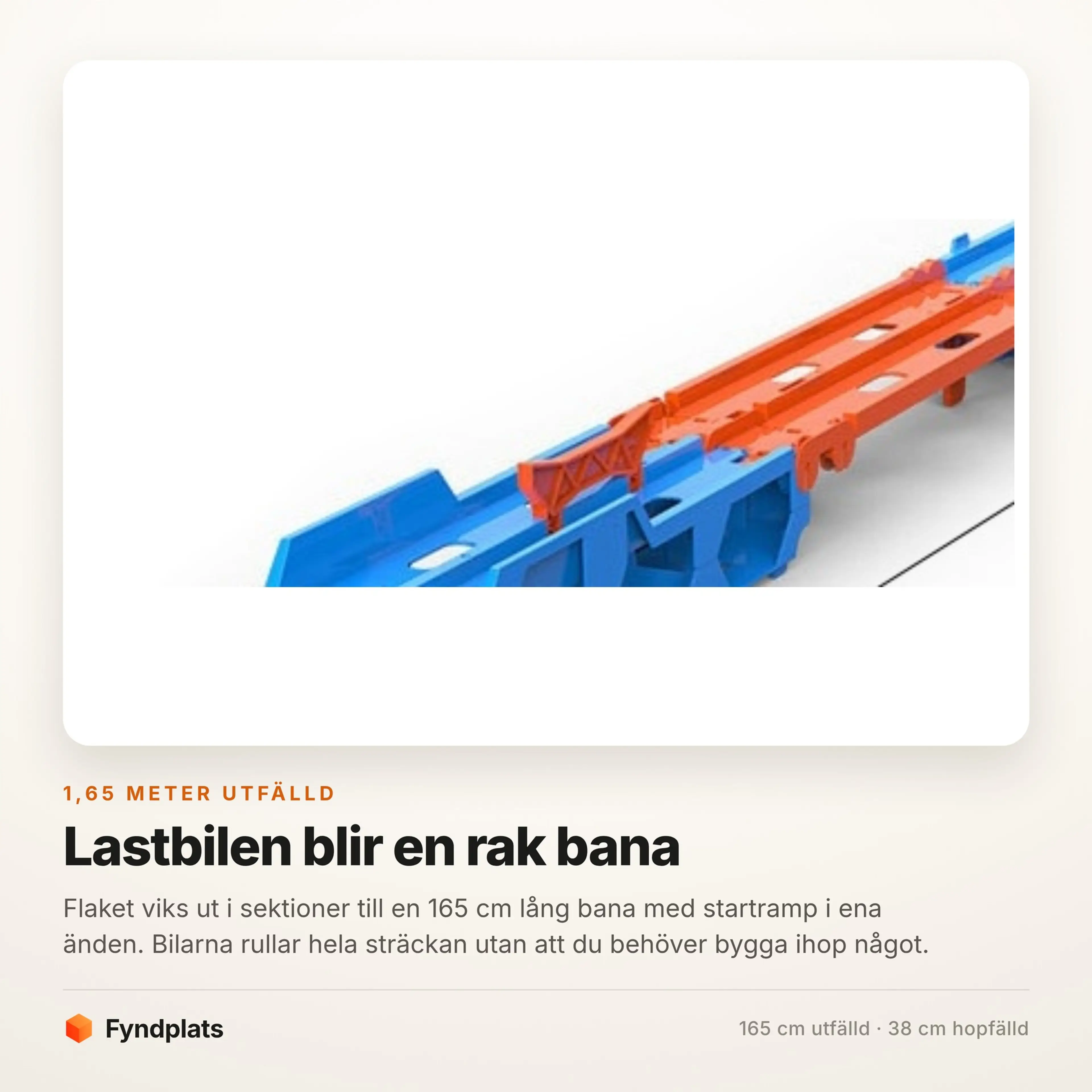 Banan utfälld till 165 cm med startramp i ena änden