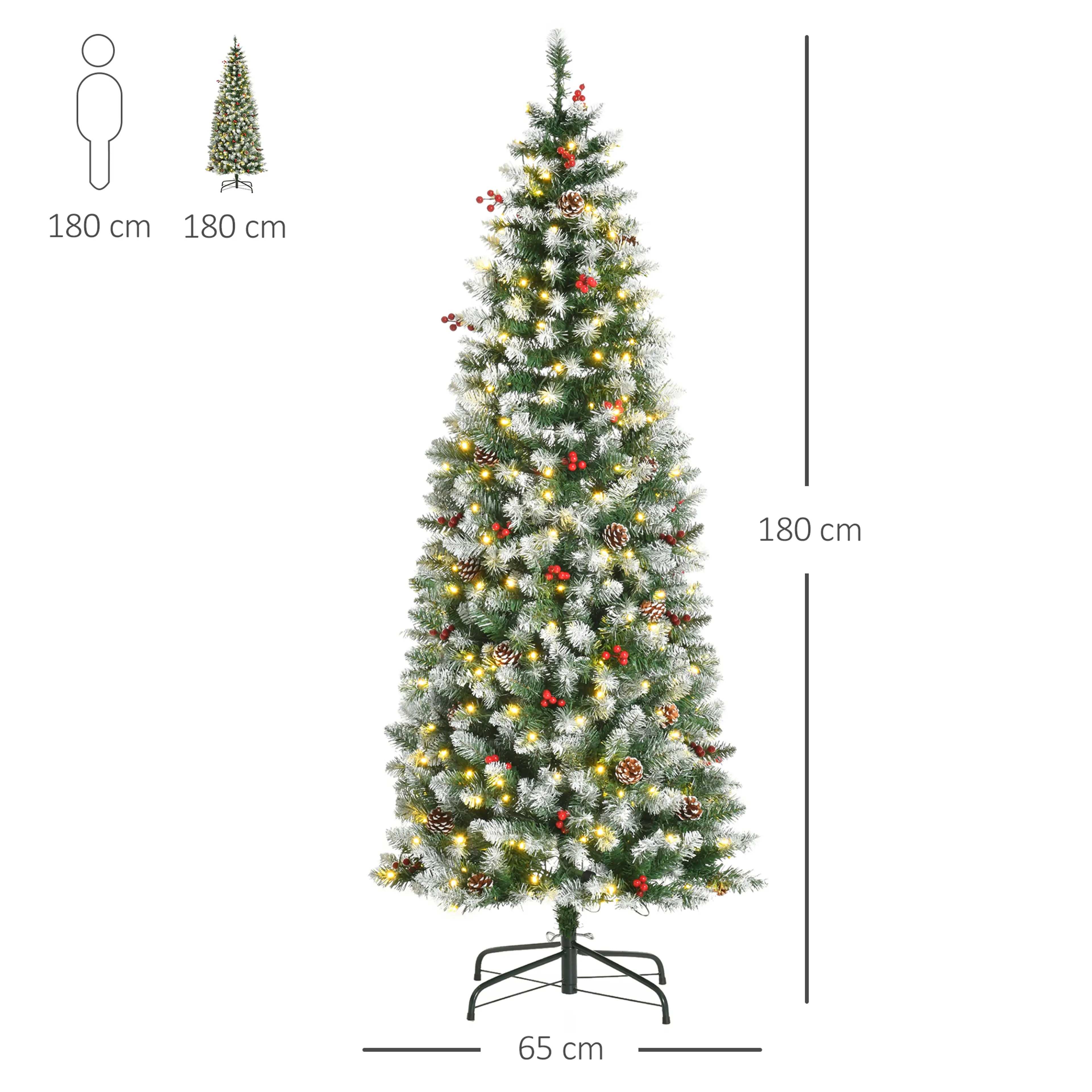 Måttskiss: 180 cm hög och 65 cm bred, jämförd med en vuxen person