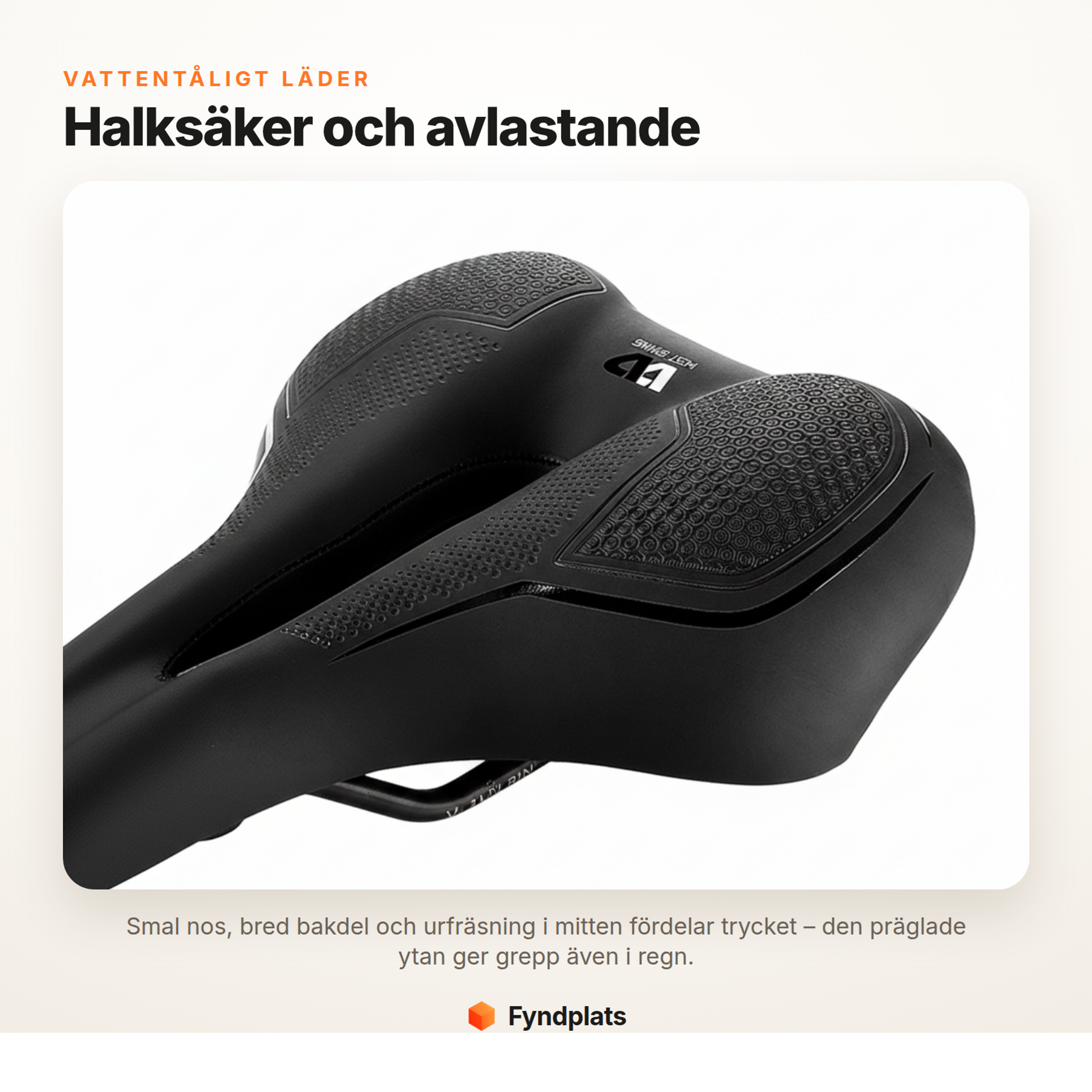 Fyndplats-kort: halksäker präglad yta och avlastande urfräsning i vattentåligt läder