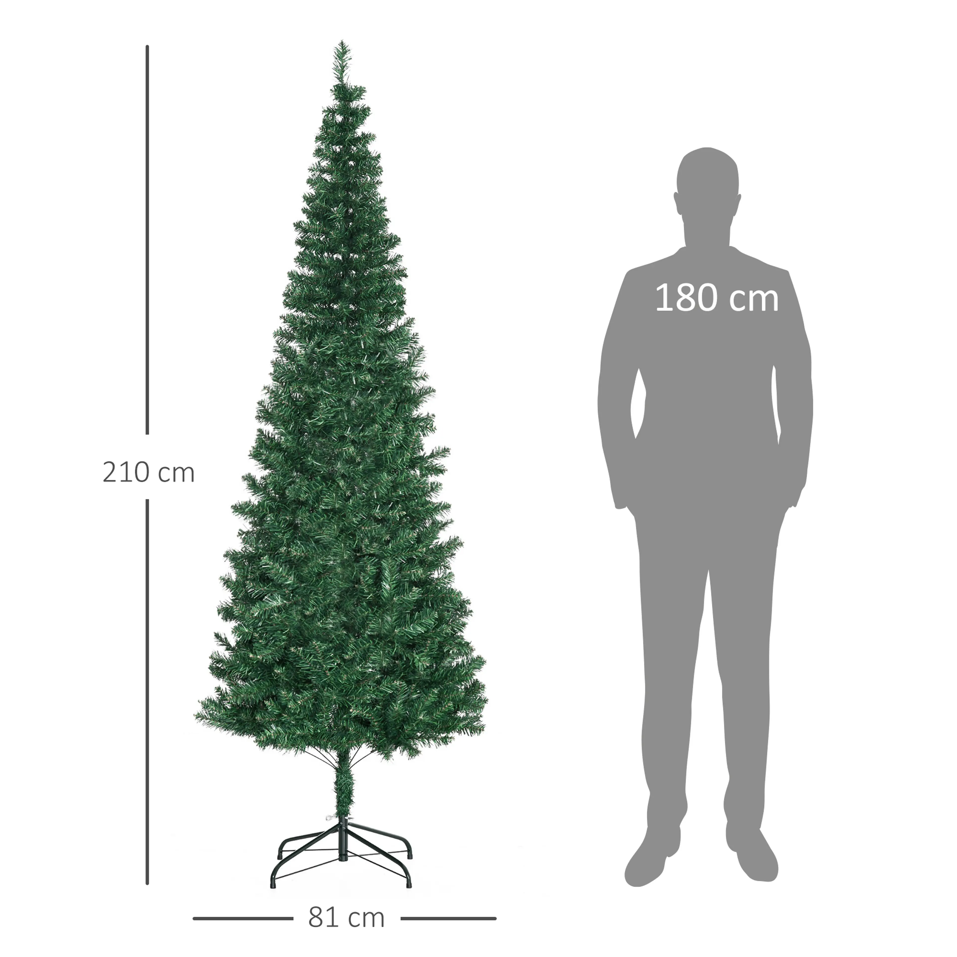 Måttskiss: 210 cm hög och 81 cm bred