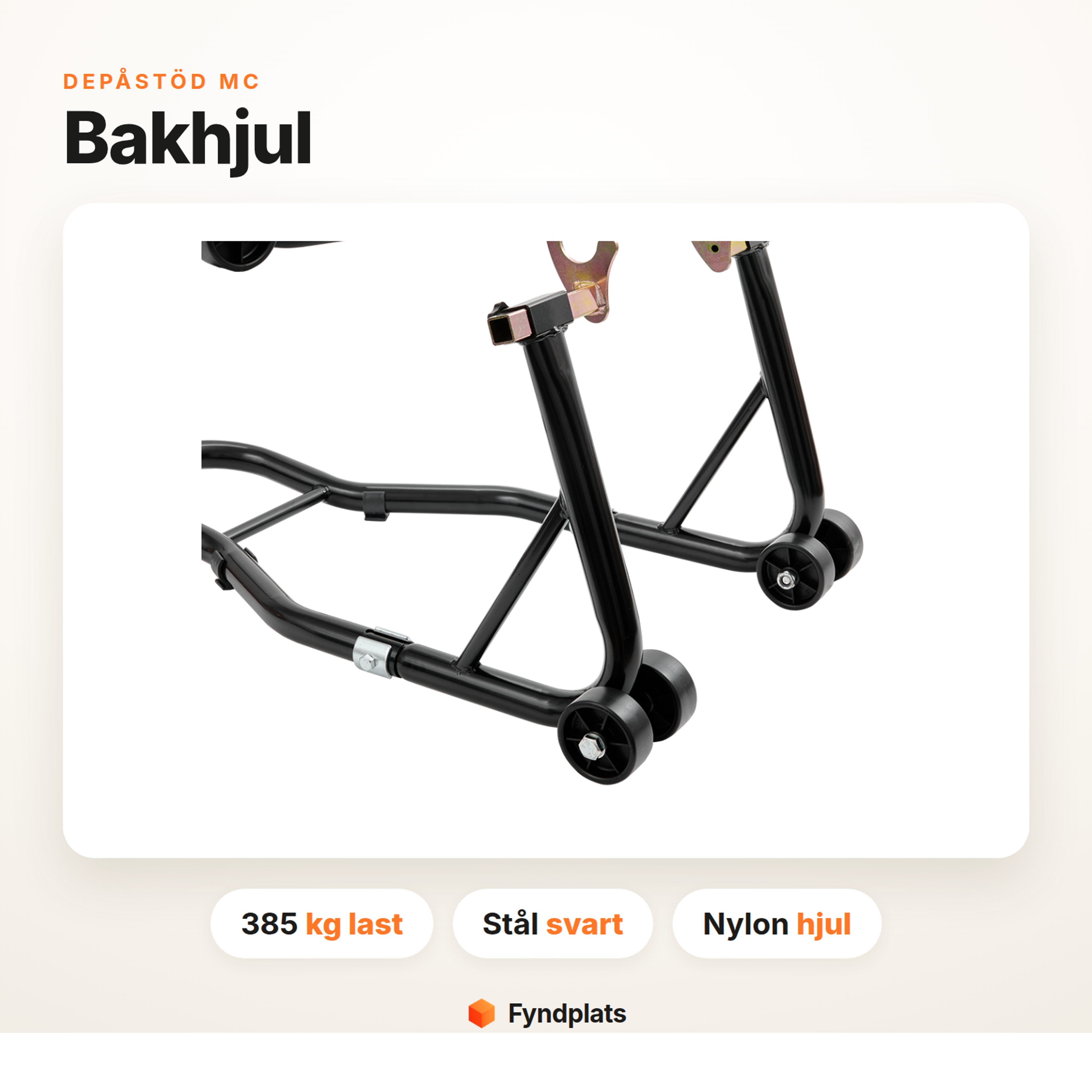 Depåstöd-set för MC 385 kg – fram- och bakhjulsstöd i stål (2 delar)