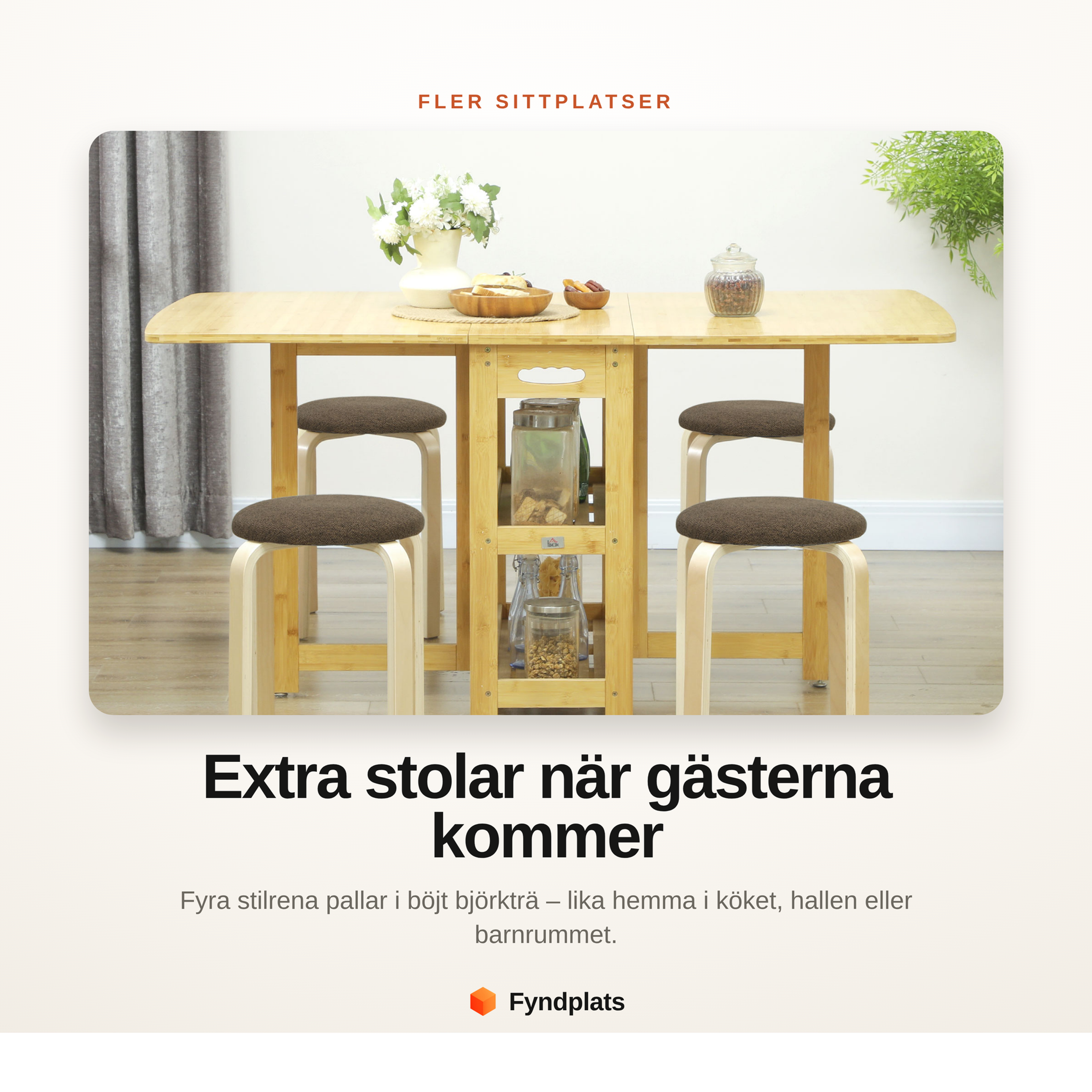 Stapelbara pallar i trä 4-pack med stoppad sits och björkben