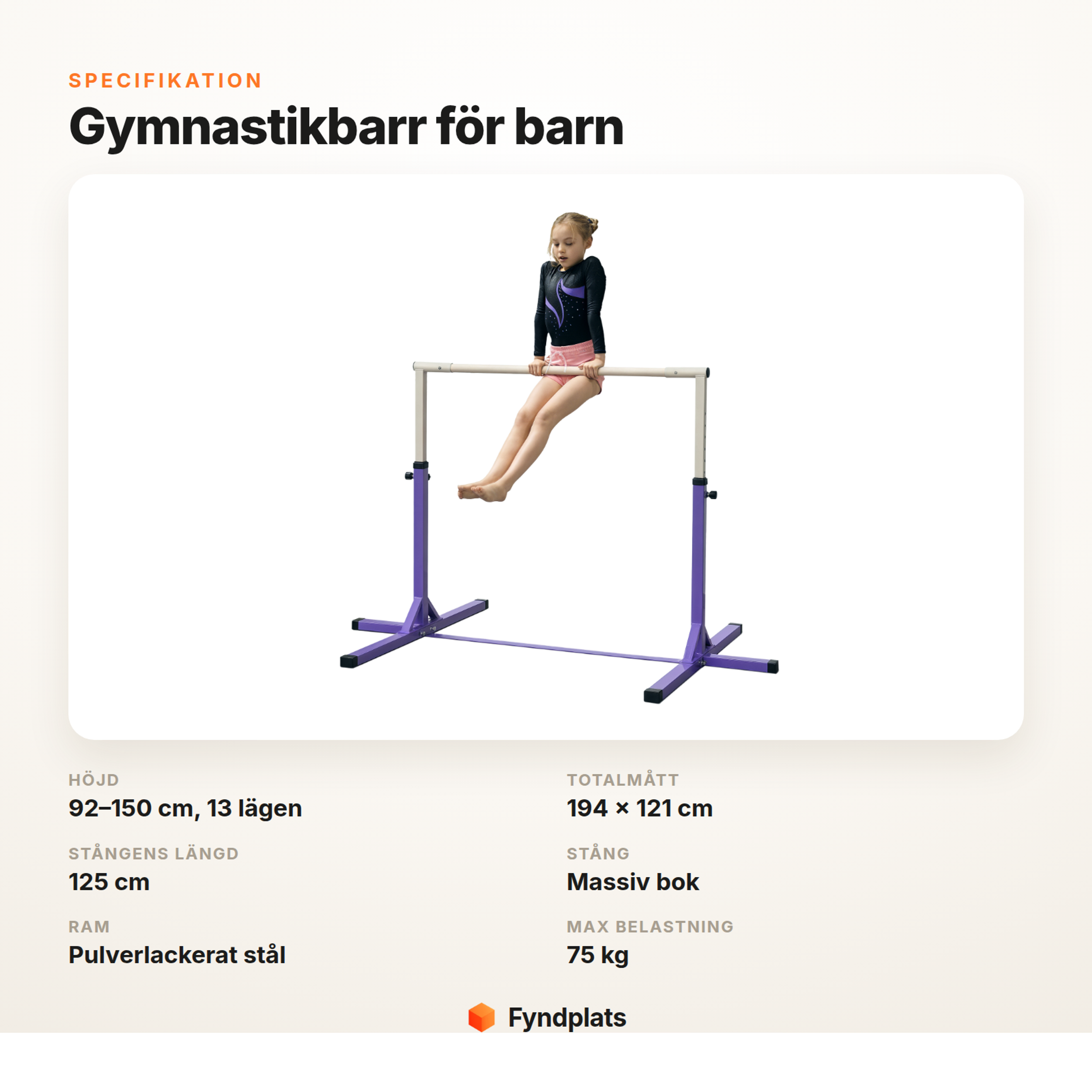 Mått och specifikation för gymnastikbarren