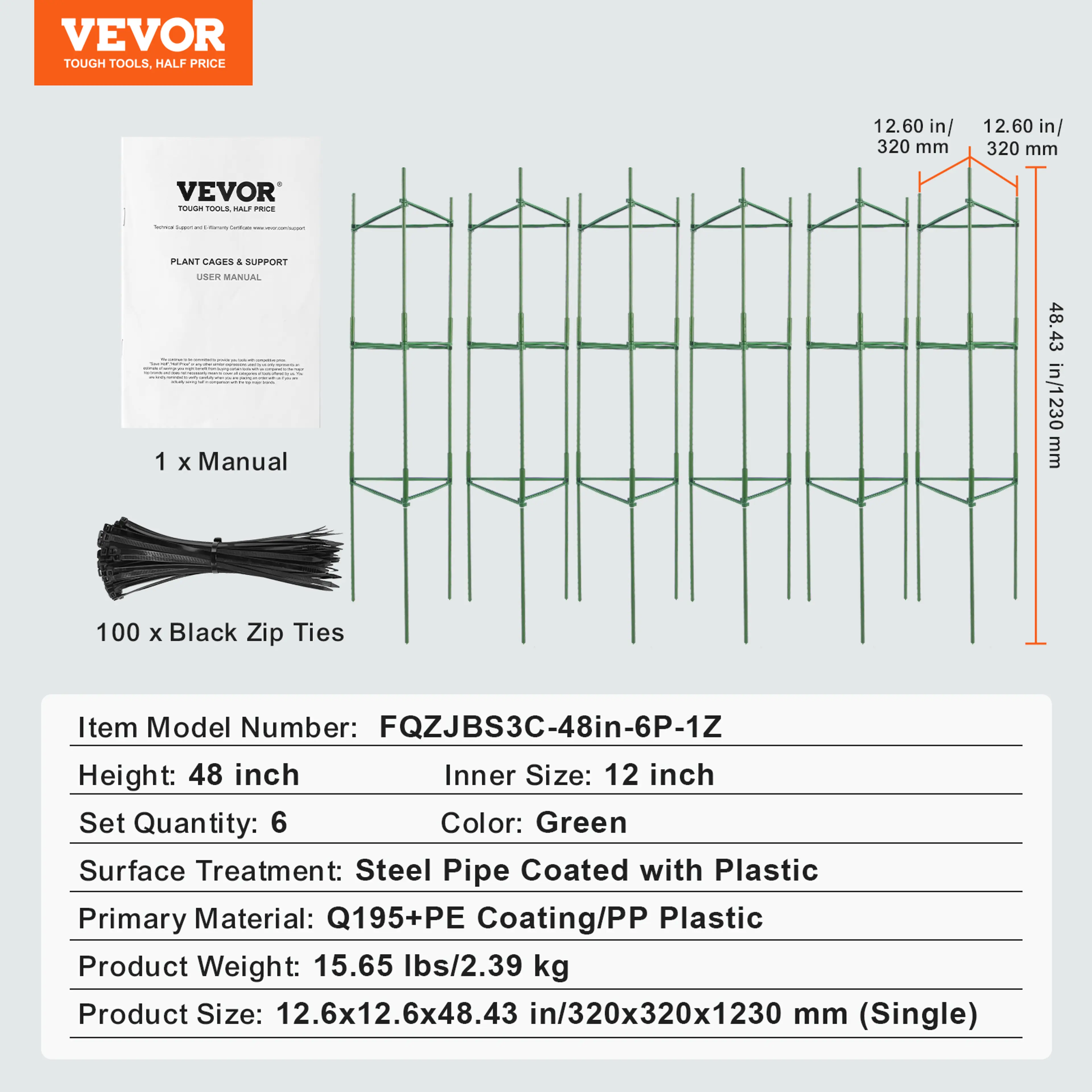 Tomatstöd i metall 4/6-pack – stapelbart växtstöd 122/160 cm