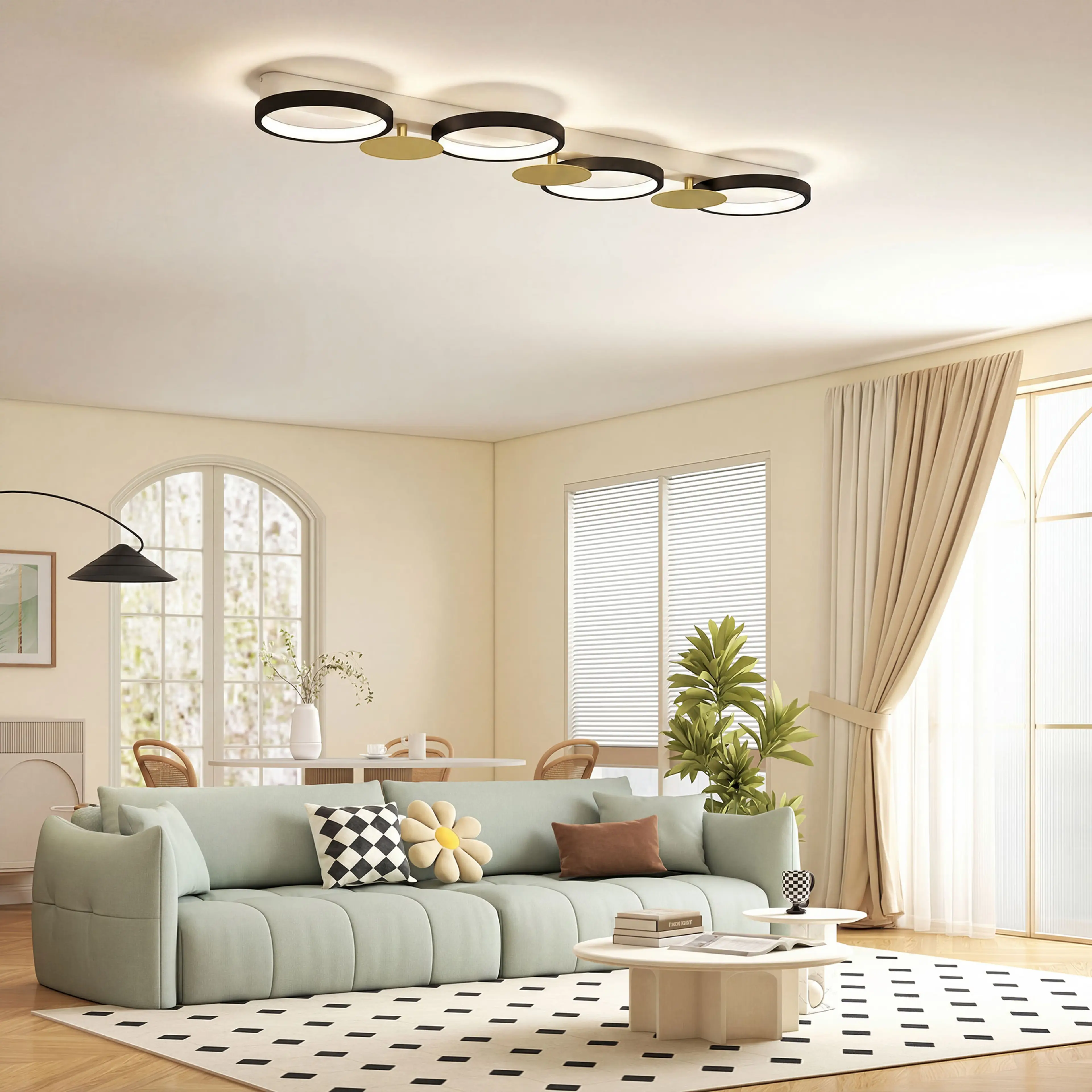 Taklampa avlång 100 cm med fjärrkontroll – 38 W, 3000–6500 K, 7 cm djup – bild 3