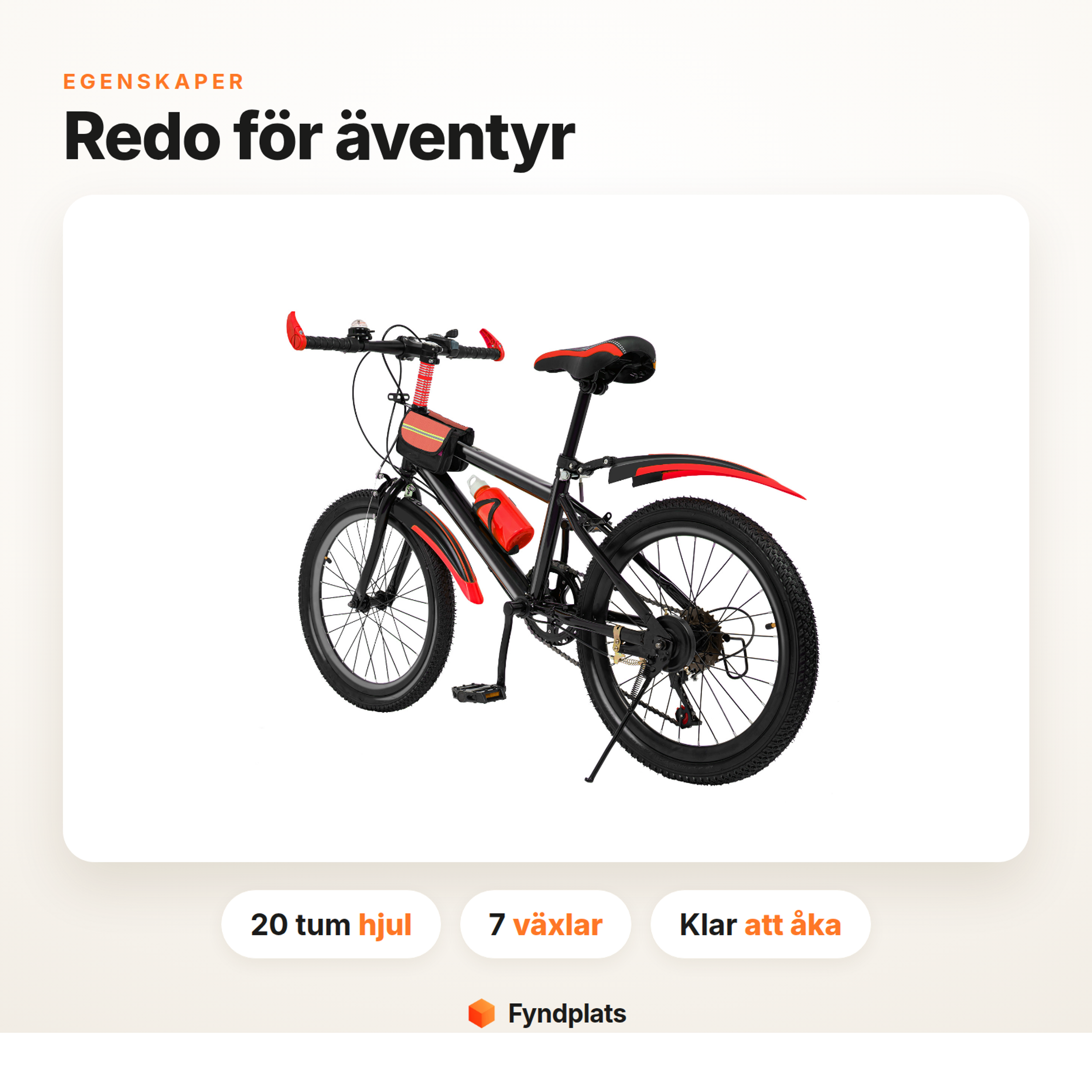 Barncykel redo för äventyr – 20 tums hjul, 7 växlar och levereras förmonterad