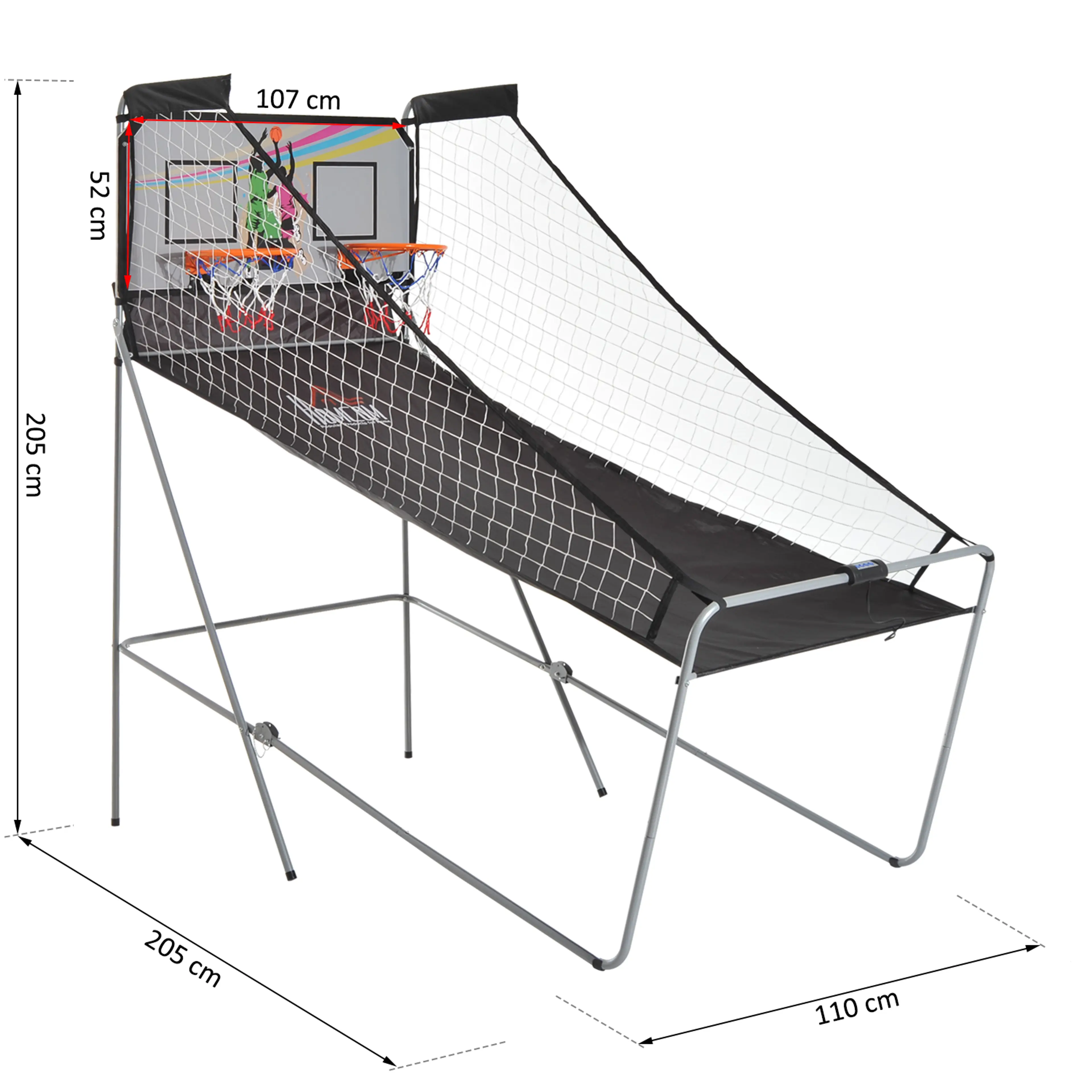 Måttskiss: 205 cm högt, 205 cm djupt och 110 cm brett, bakplank 107 x 52 cm