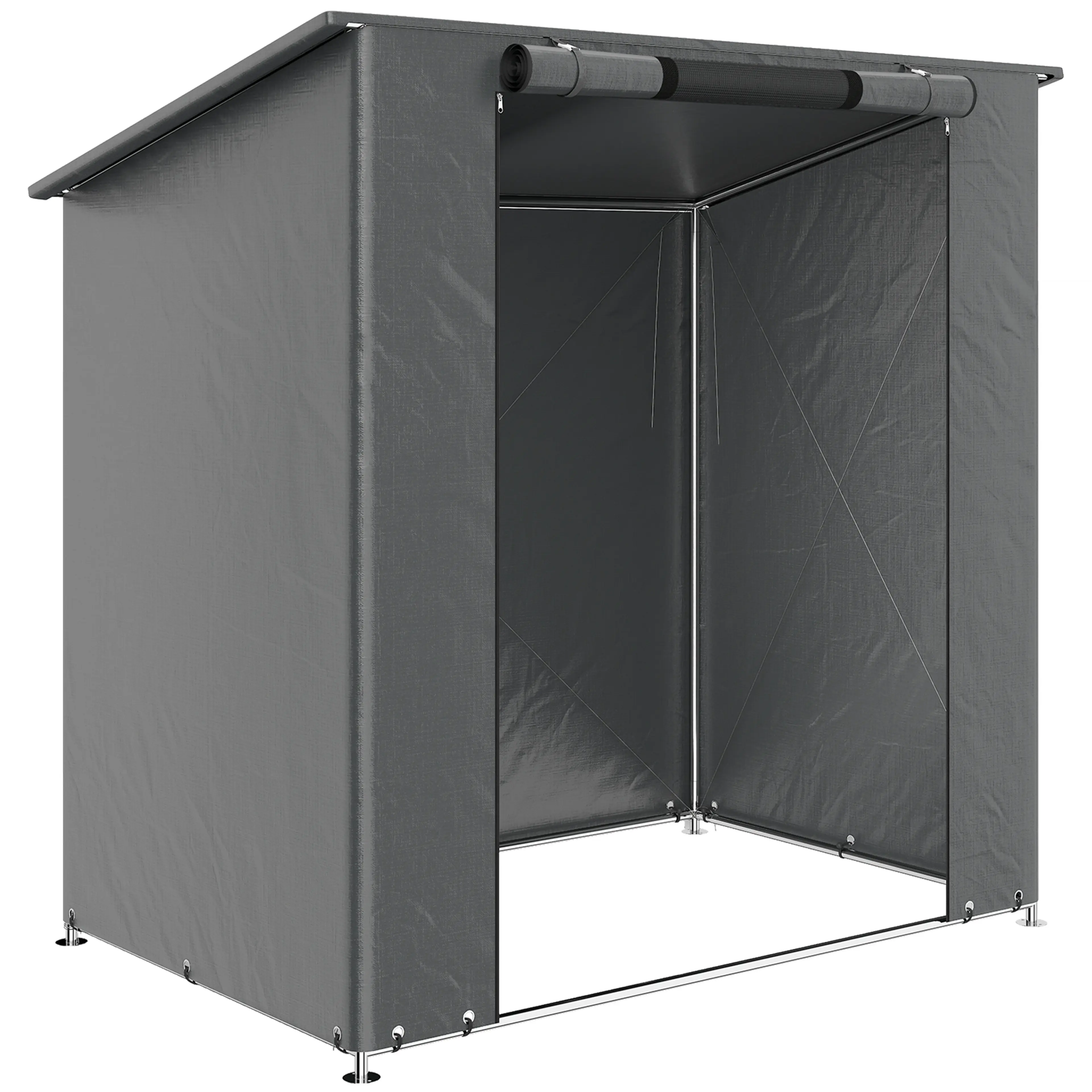 Garagetält 187 × 120 cm med pulpettak och upprullbar dörr – vattentät PE