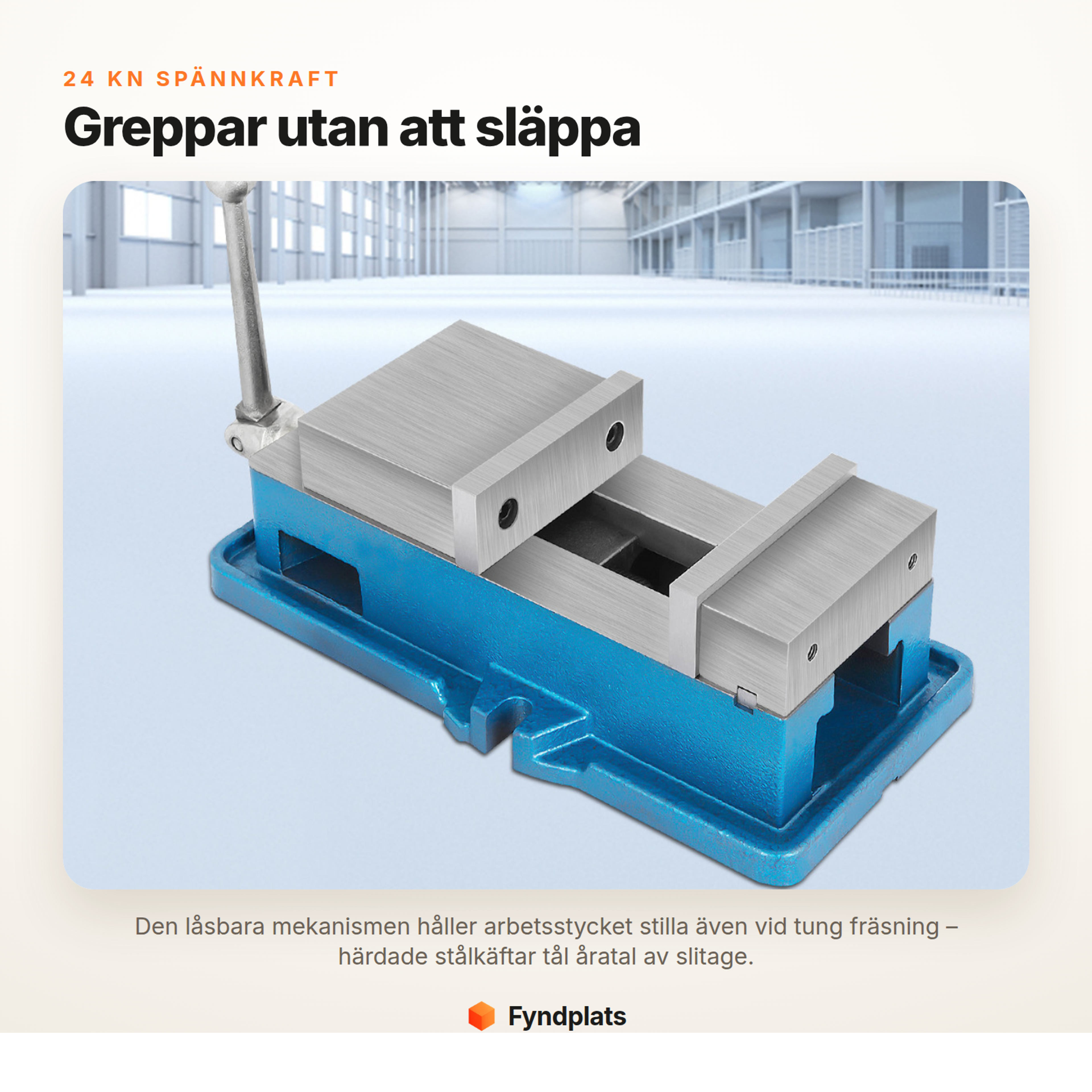 Maskinskruvstäd 125 mm för fräs och CNC – låsbart, 24 kN, gjutjärn