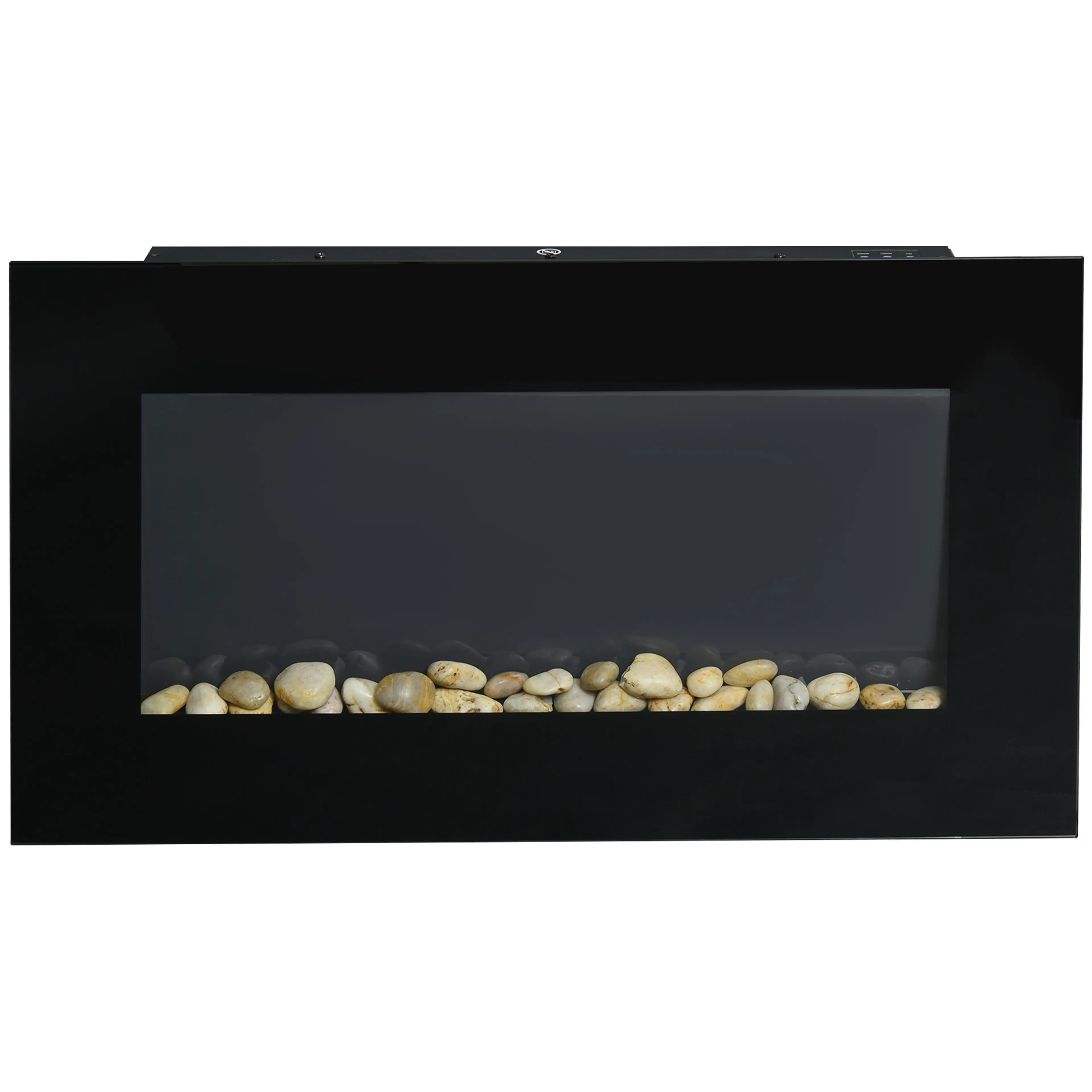 Väggkamin 72,5 cm med bred svart ram – 2000 W