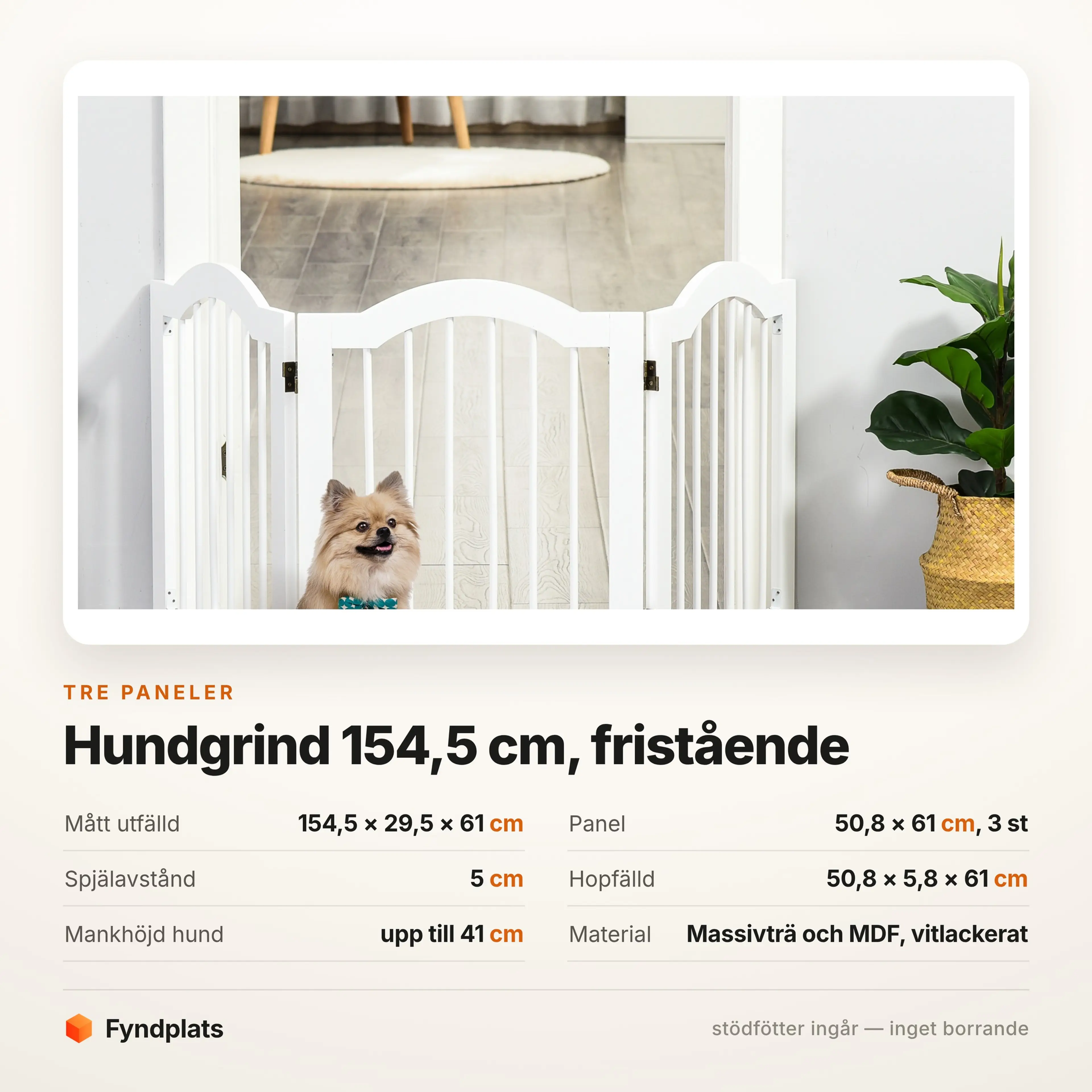 Hundgrind 154,5 cm med tre paneler – bild 3
