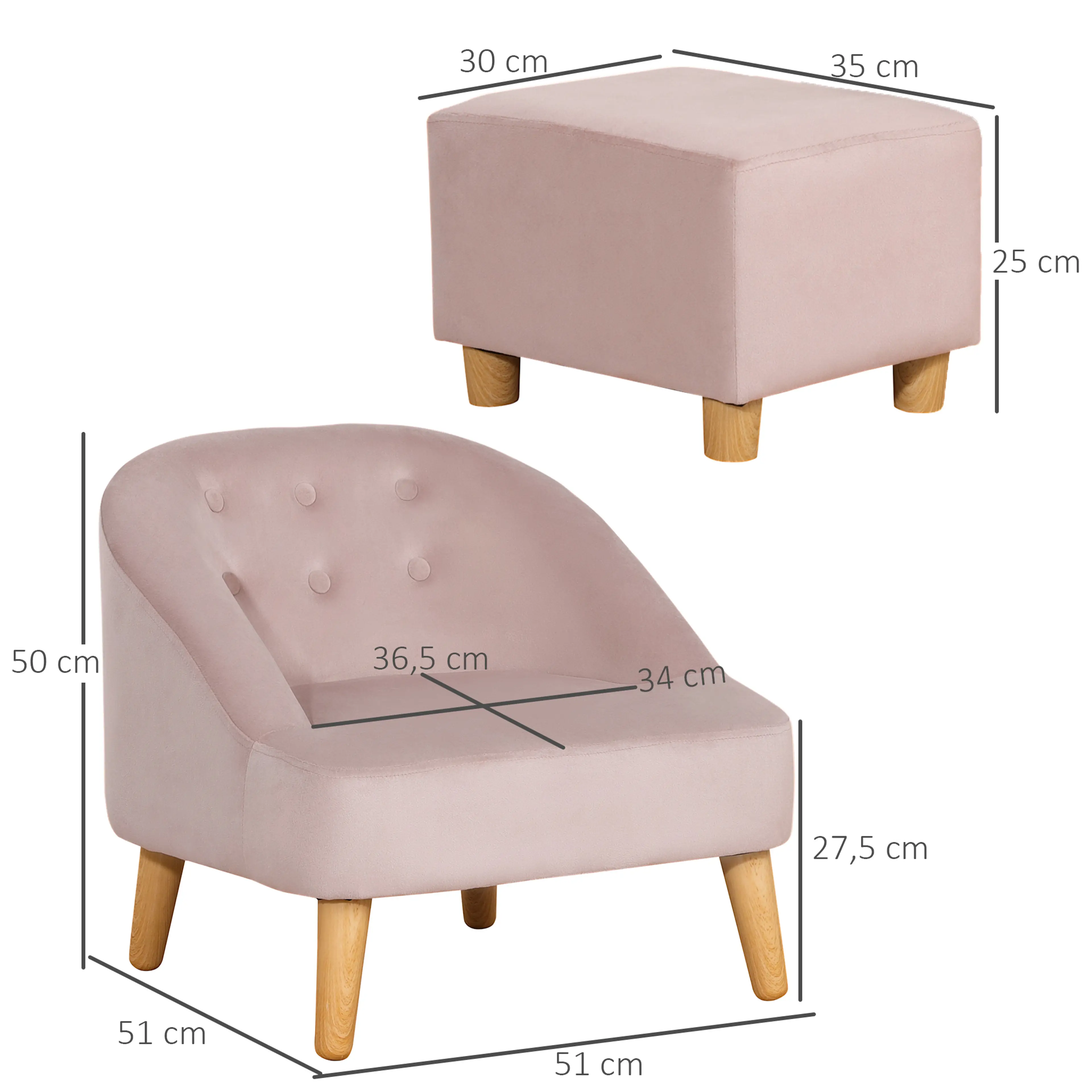 Sittytan 34 × 36,5 cm i rosa barnfåtölj
