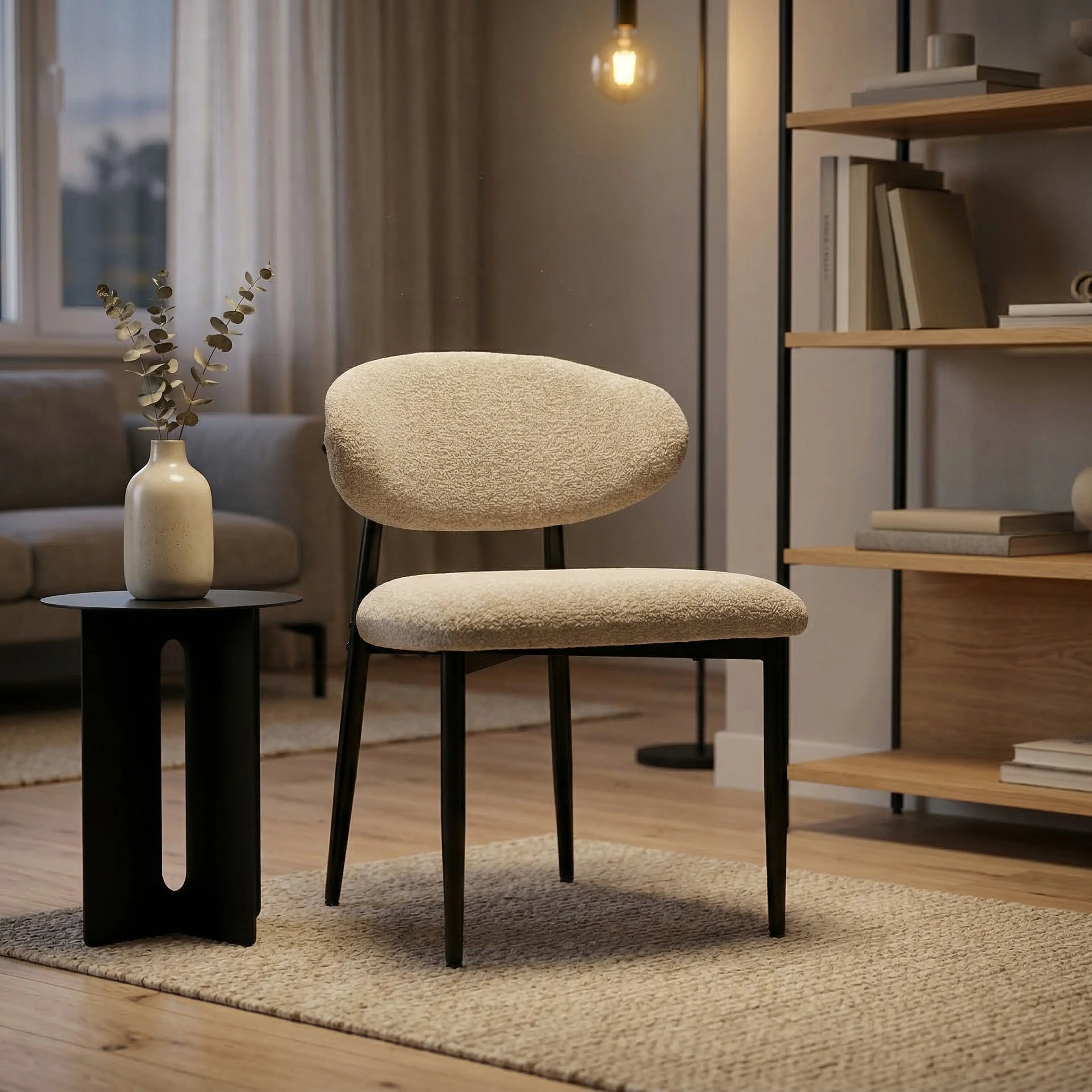 Matstolar 2-pack med rundad rygg, beige – bild 5