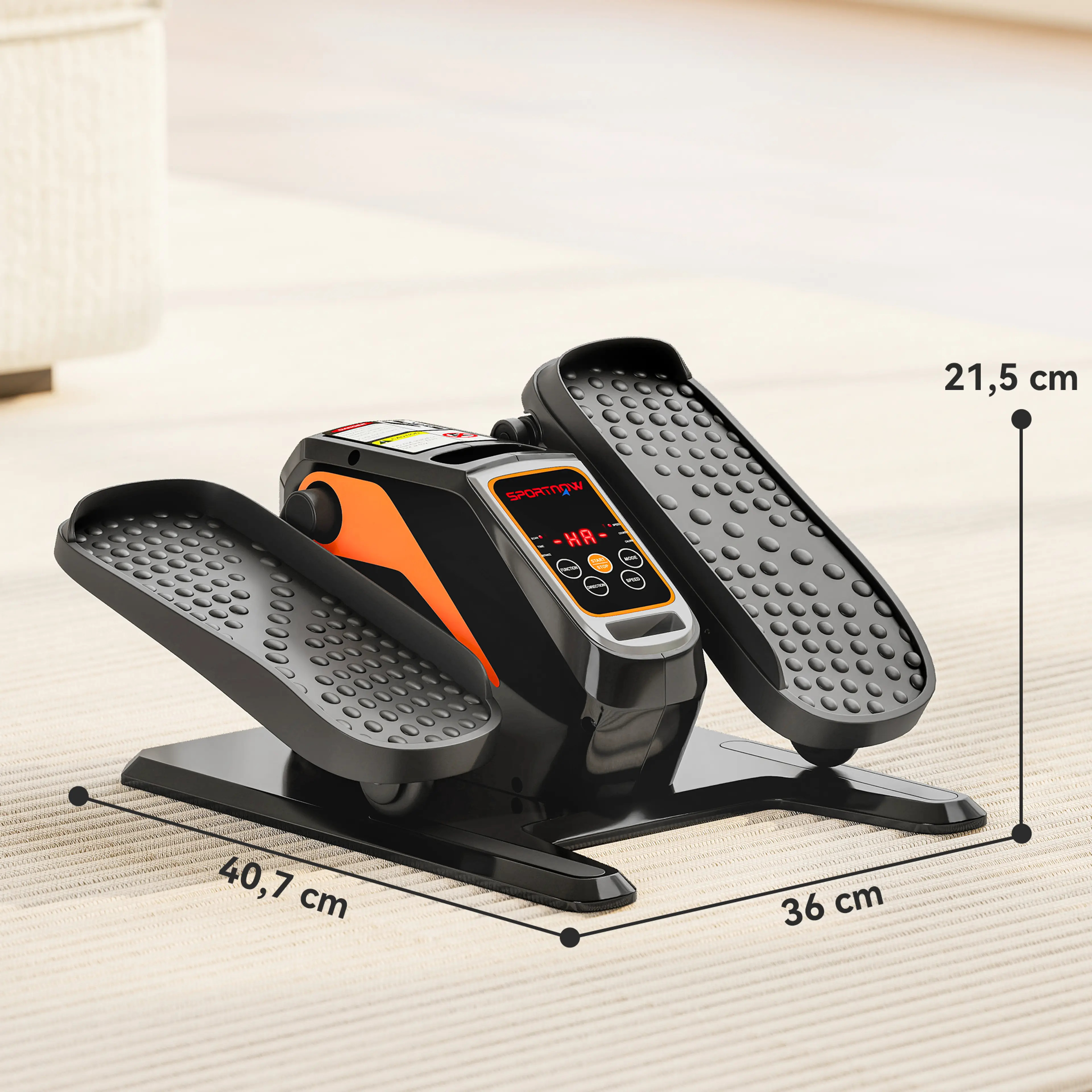 Måttskiss: 40,7 cm lång, 36 cm bred och 21,5 cm hög