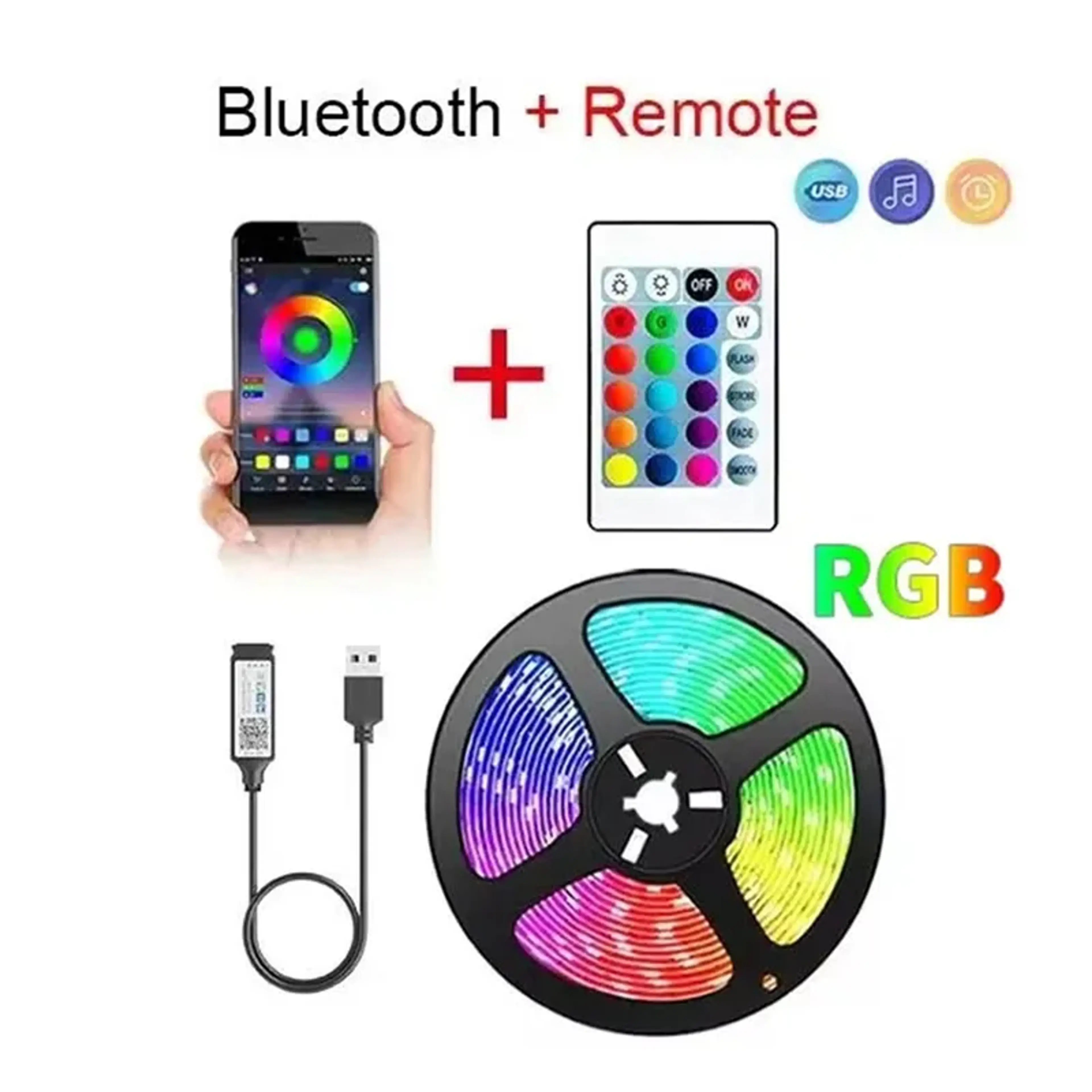 RGB LED-slinga med App & Fjärrkontroll – Färgskiftande