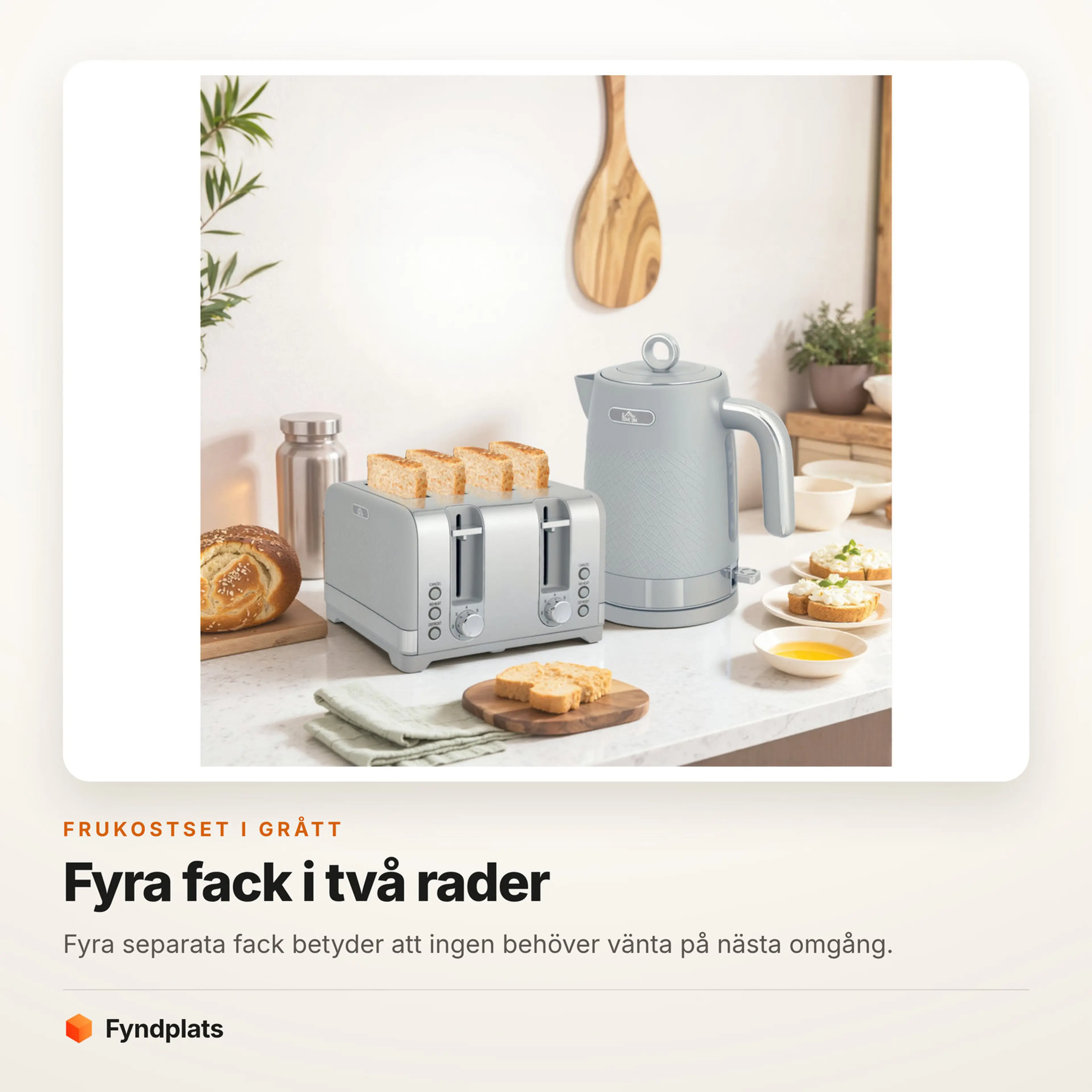 Brödrostens fyra fack i två rader med fyra skivor på en gång