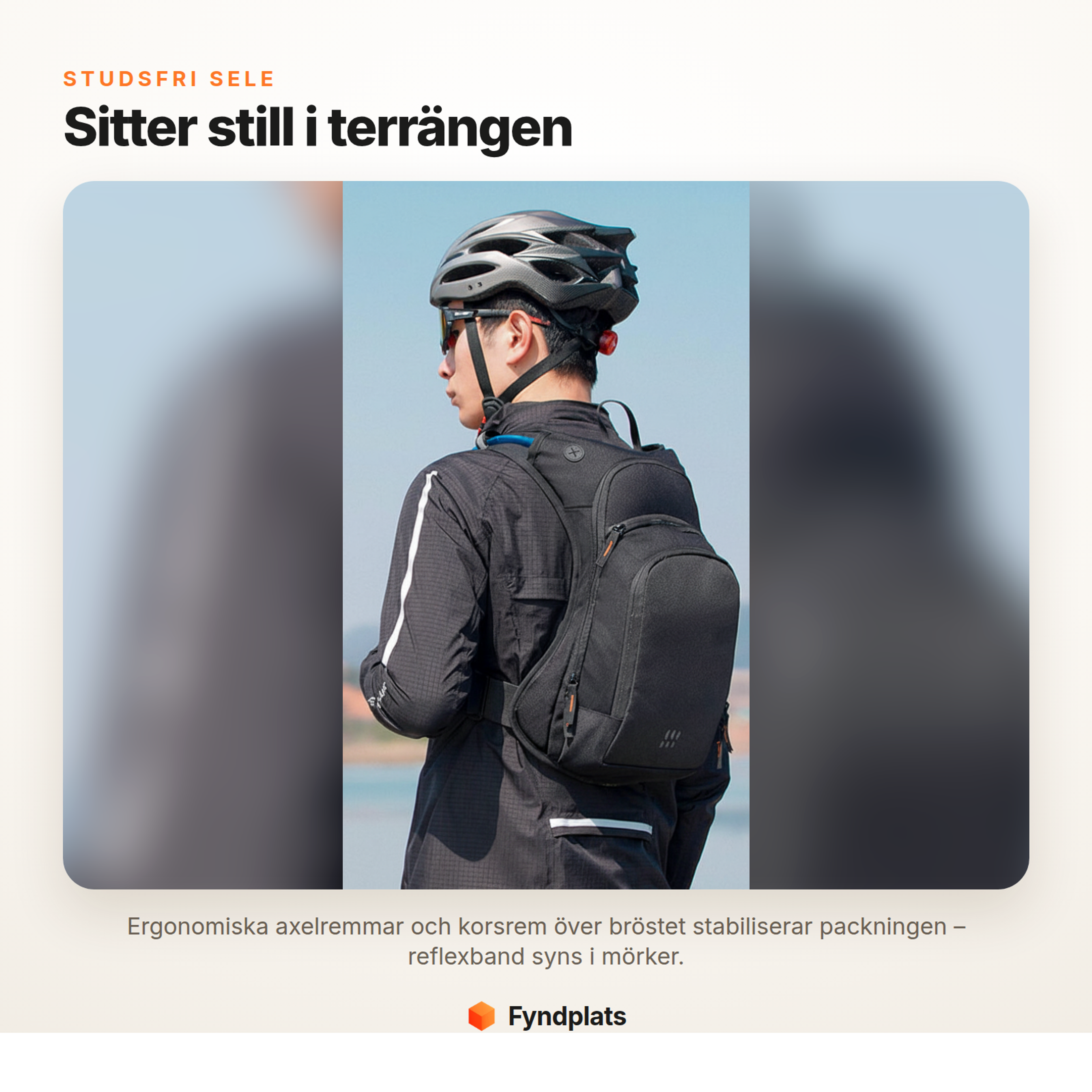 Fyndplats-kort: studsfri sele med korsrem håller ryggsäcken still i terrängen