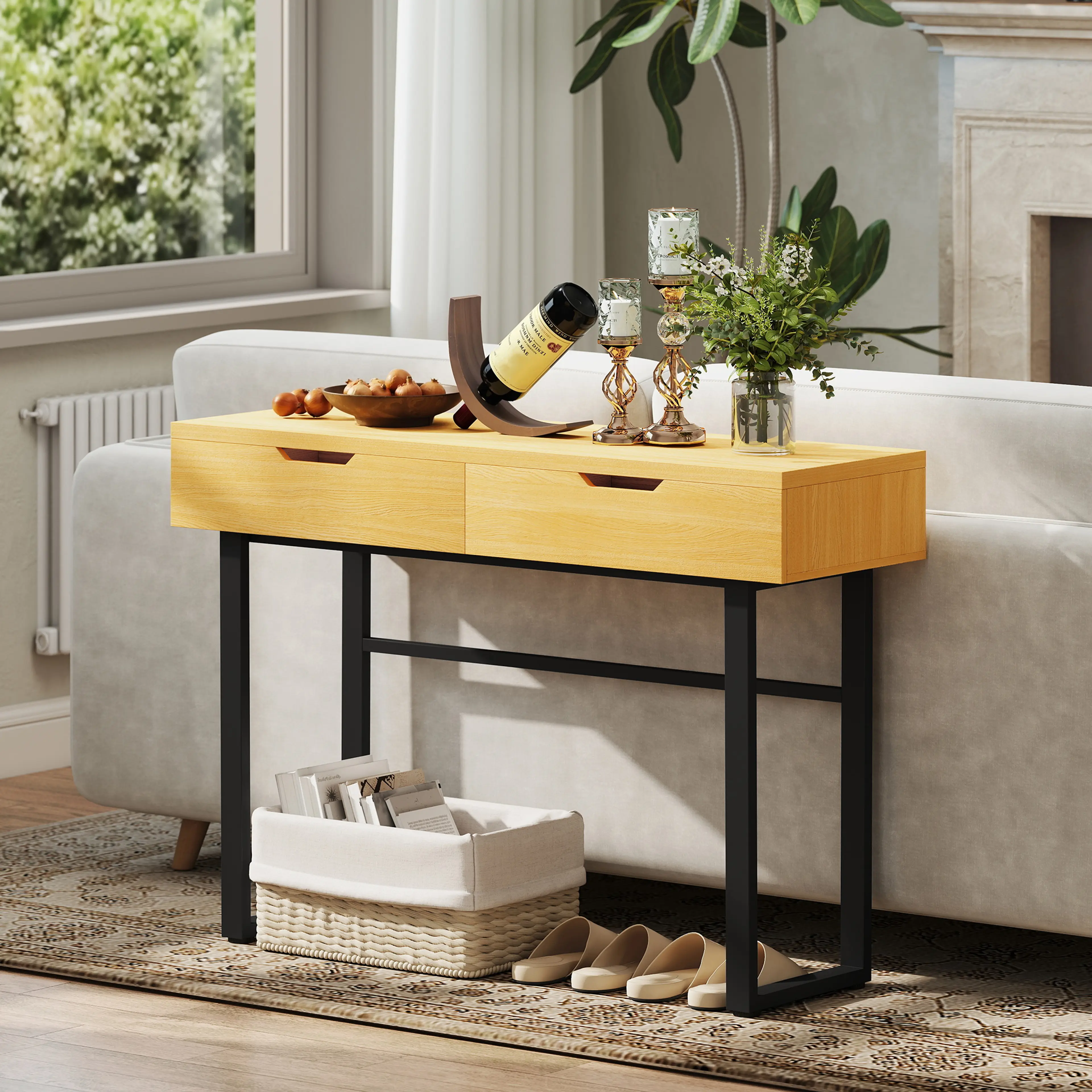 Konsolbord 110 cm med två lådor – bild 5