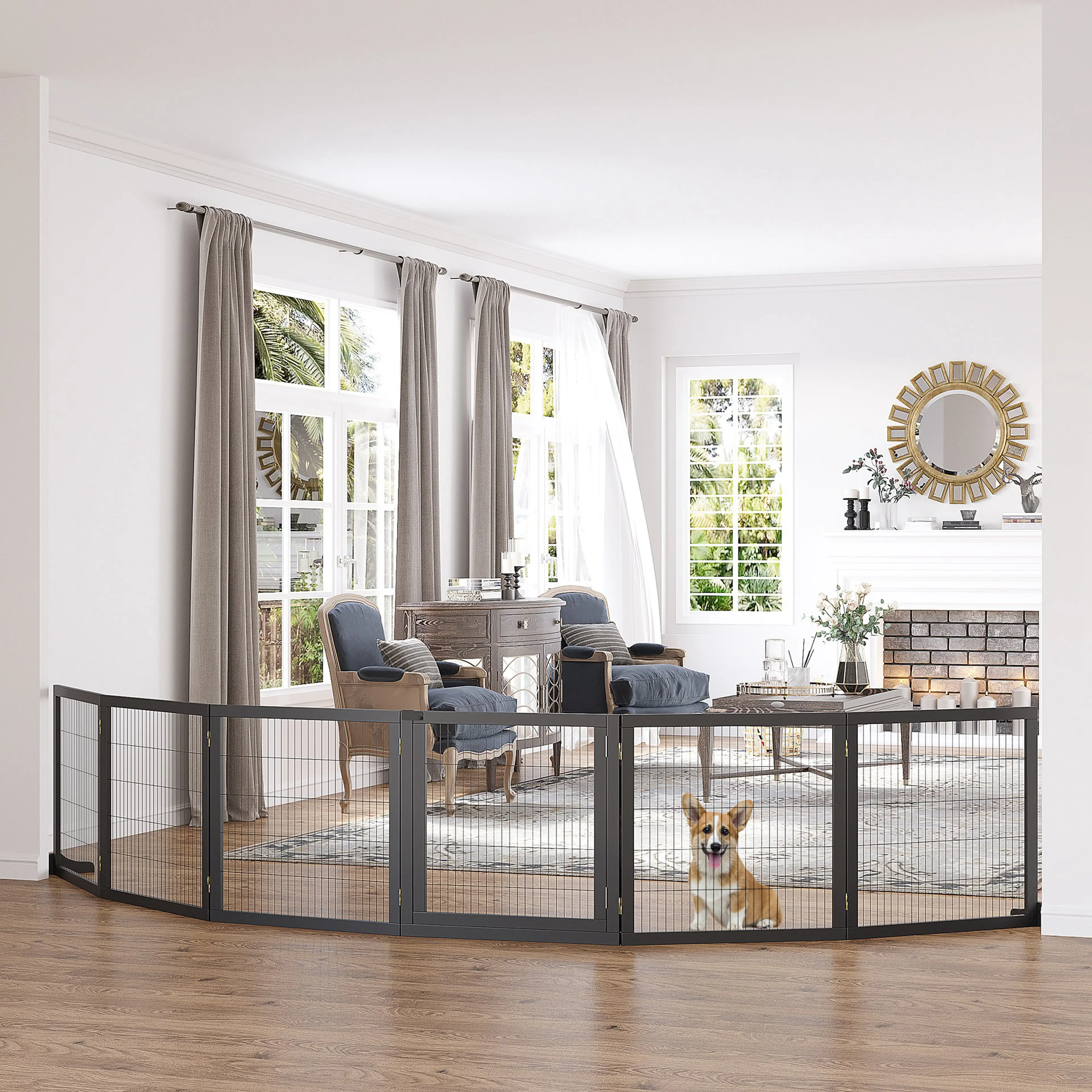 Hundgrind 432 cm i furu och ståltrådsnät – bild 2