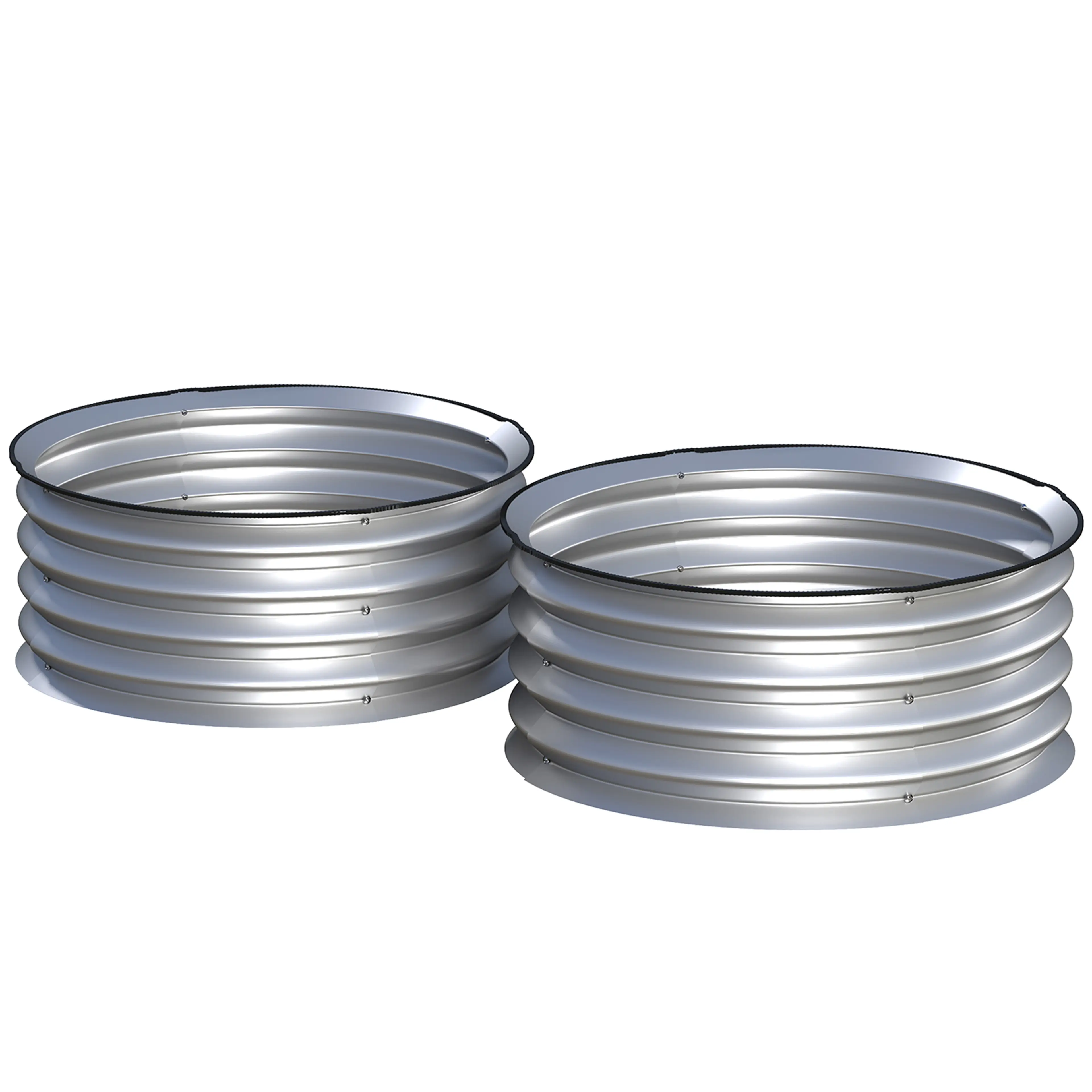 Odlingslådor 2-pack, runda Ø 60 × 30 cm – galvaniserat stål med öppen botten