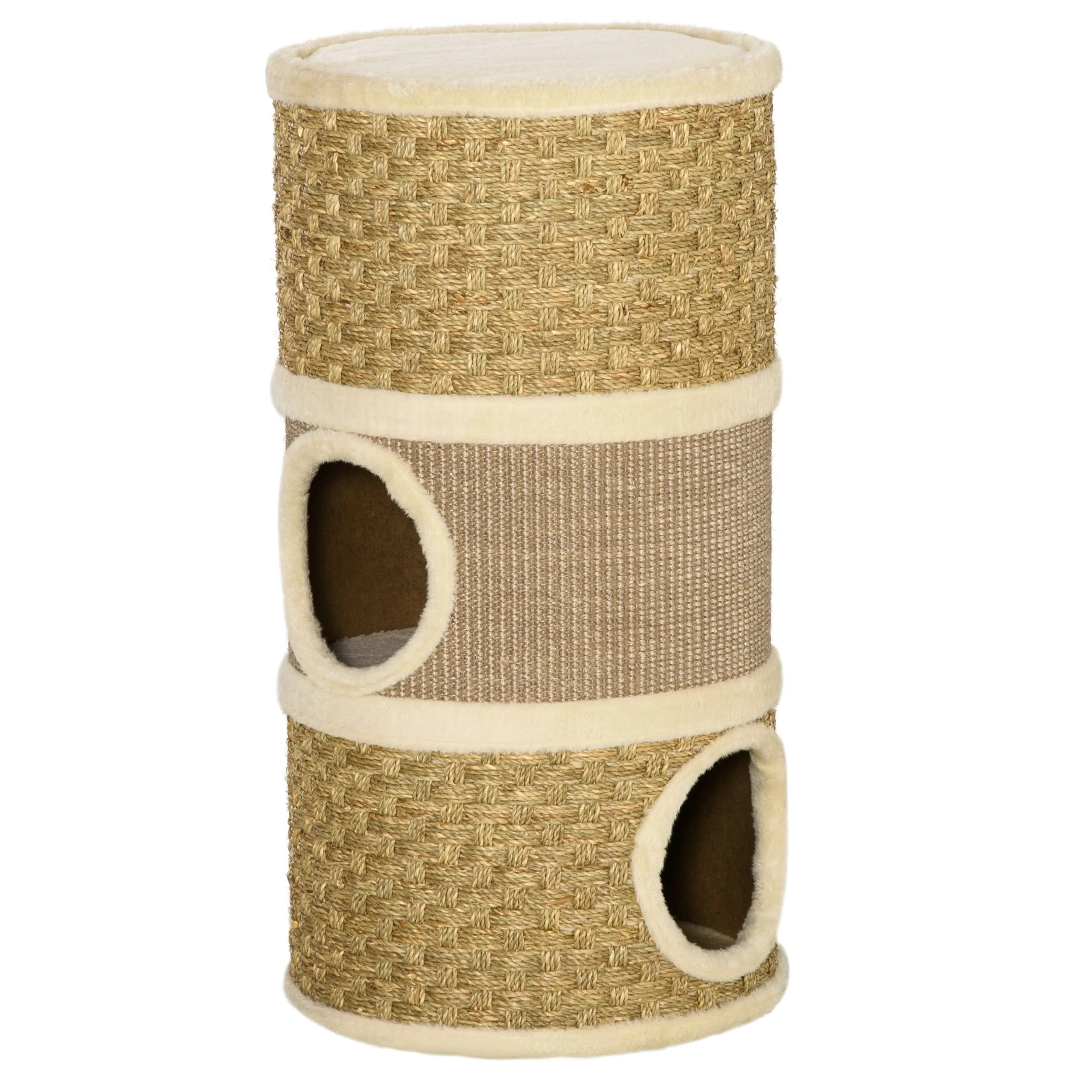Klöstunna 70 cm klädd i sisal och sjögräs med två runda ingångar