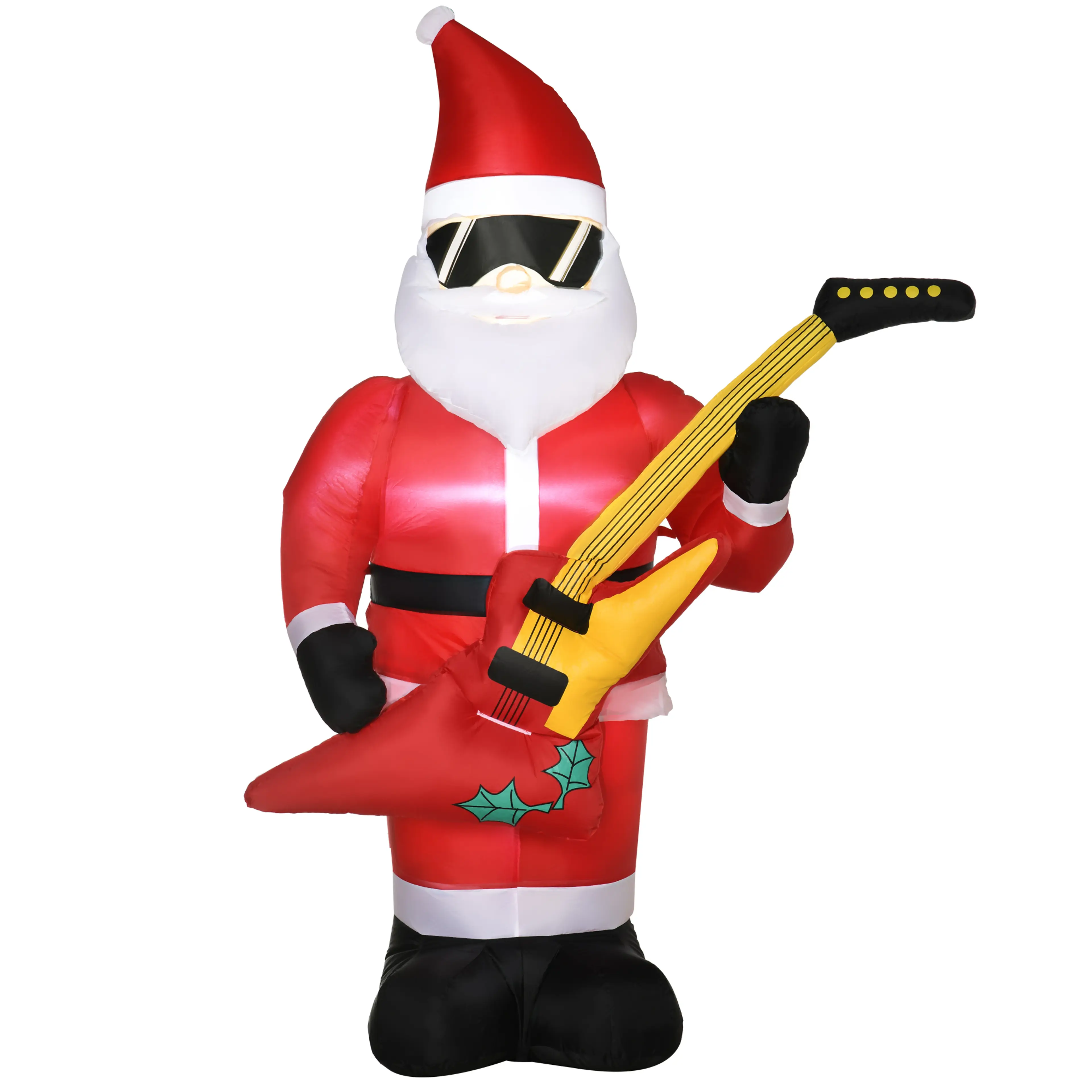 Uppblåsbar jultomte med elgitarr 215 cm och LED-belysning