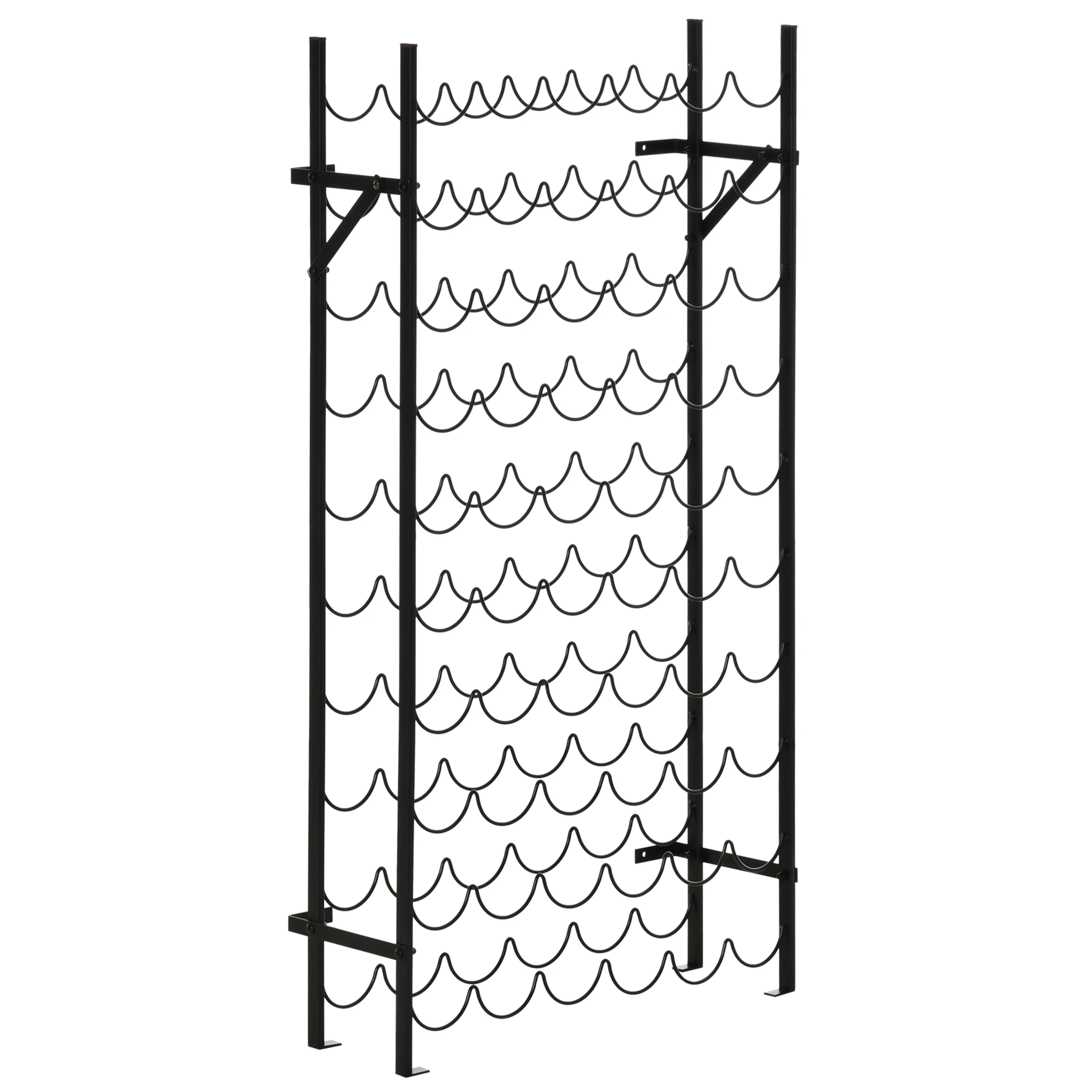 Vinställ i svart metall för 60 flaskor, 63 × 20,5 × 118 cm