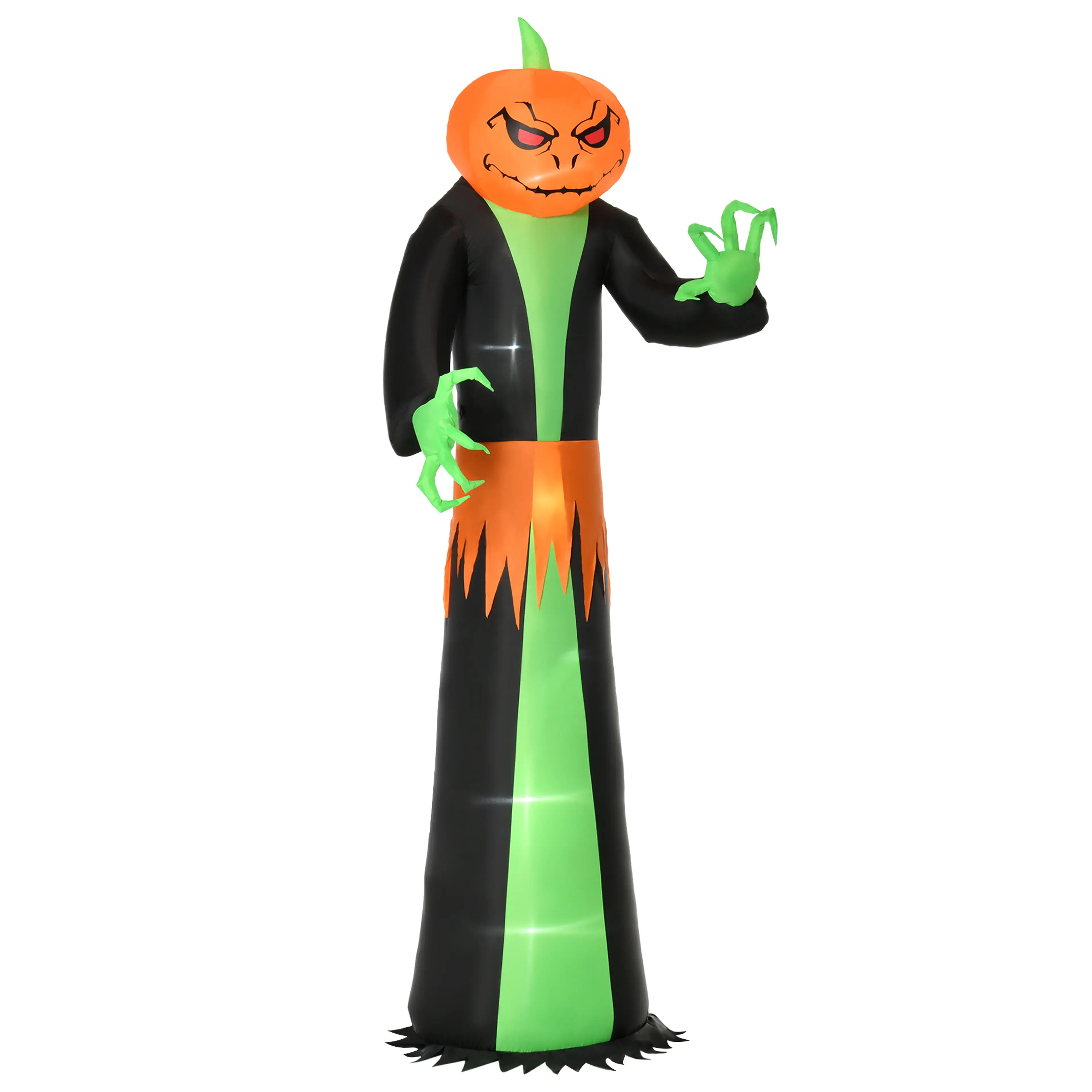 Uppblåsbart pumpspöke 270 cm med grön kropp och sex LED