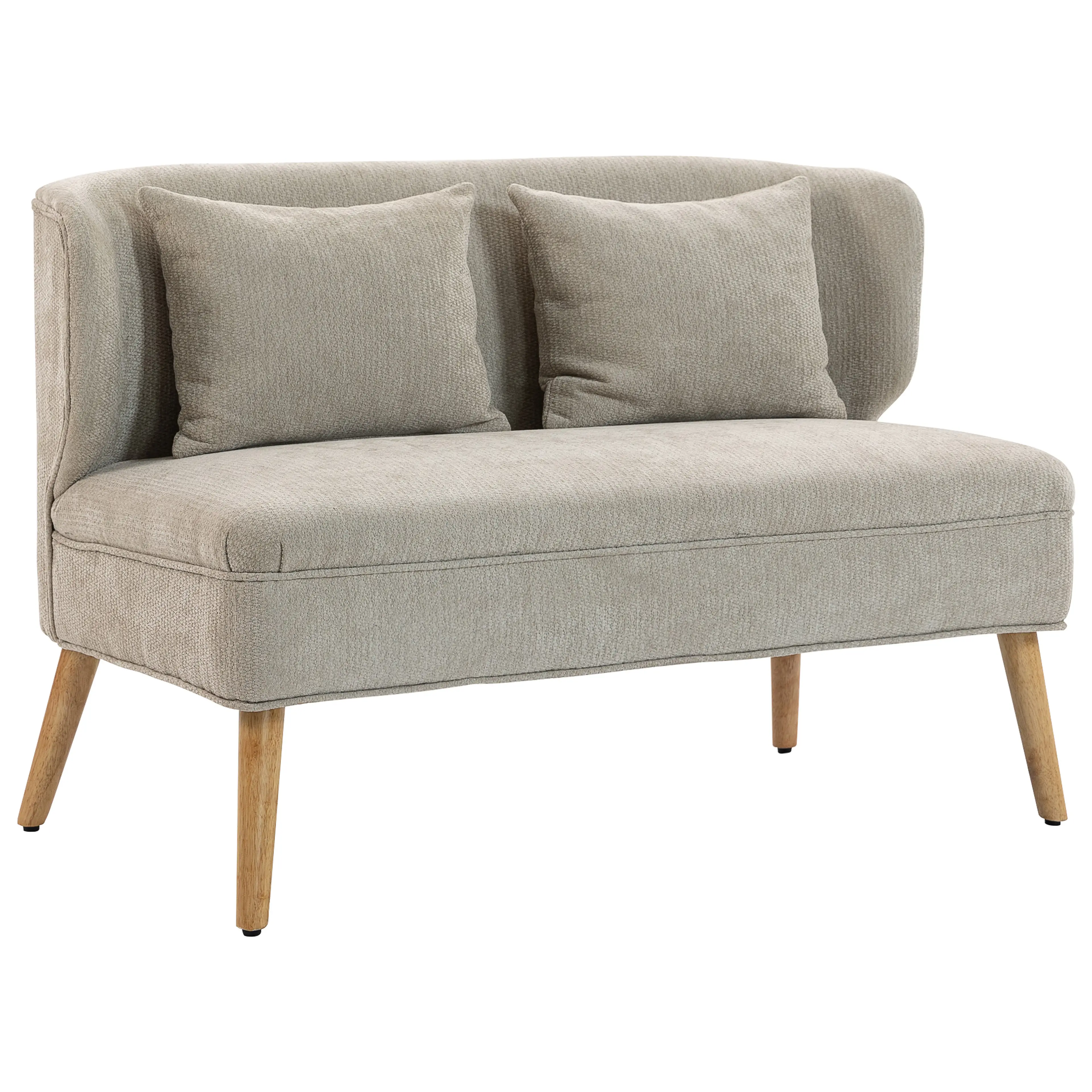 Tvåsitssoffa 117 cm i beige chenille med vingrygg och två kuddar