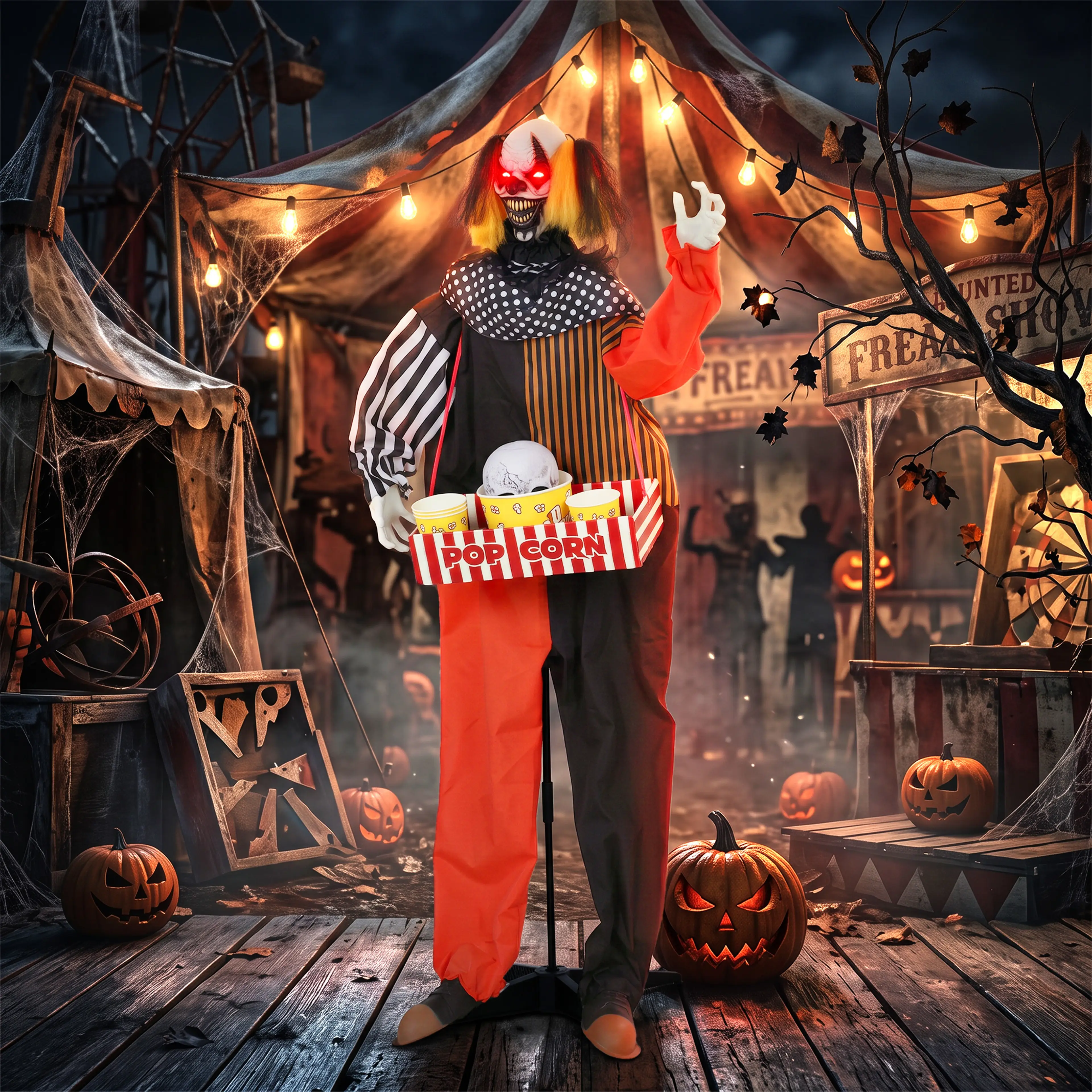 Animerad popcornclown 180 cm som skjuter upp till 195 cm – bild 3